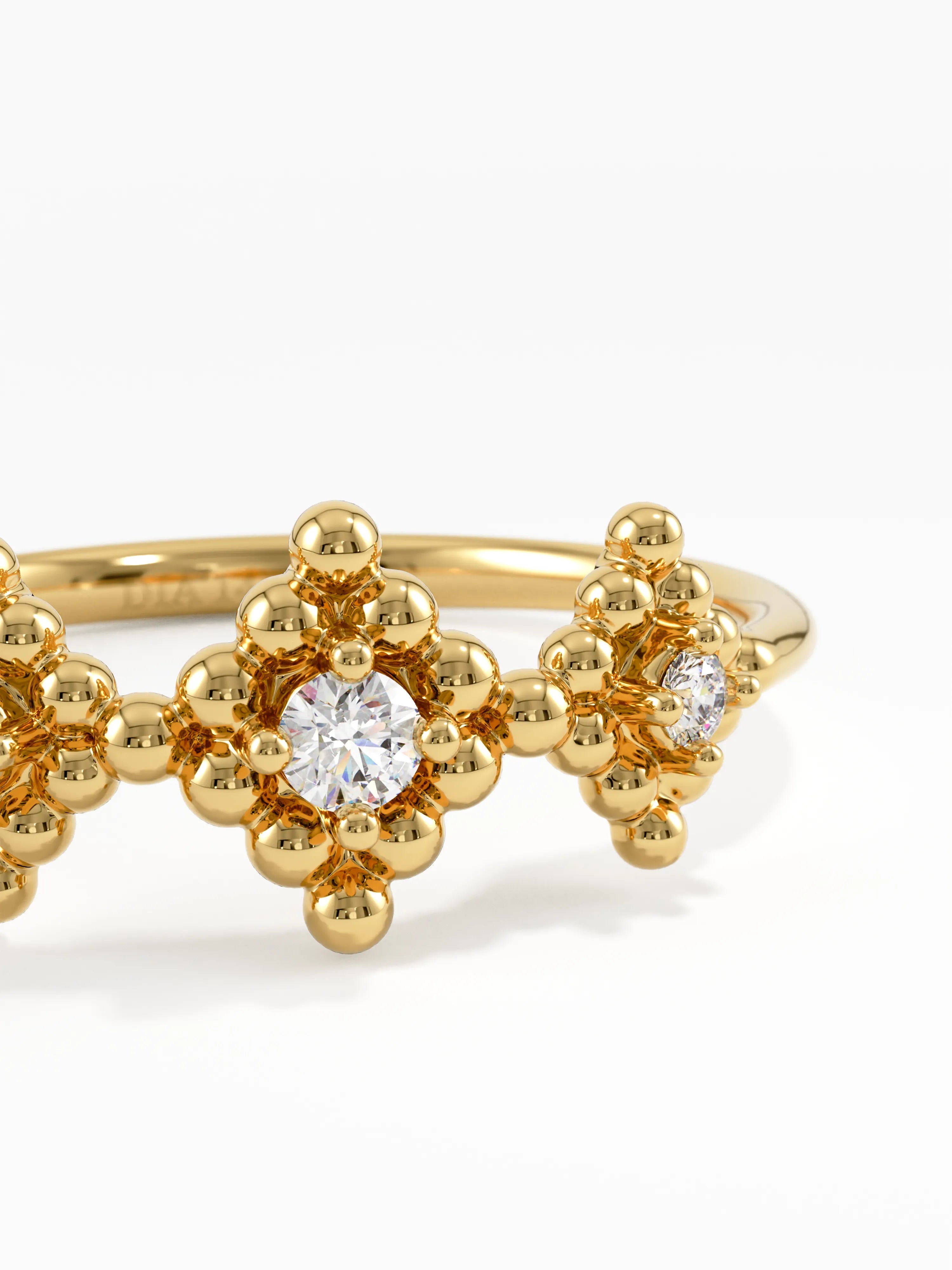 Lab Diamond Trio Ring, solid gold ring, view 2 | DiaFifth