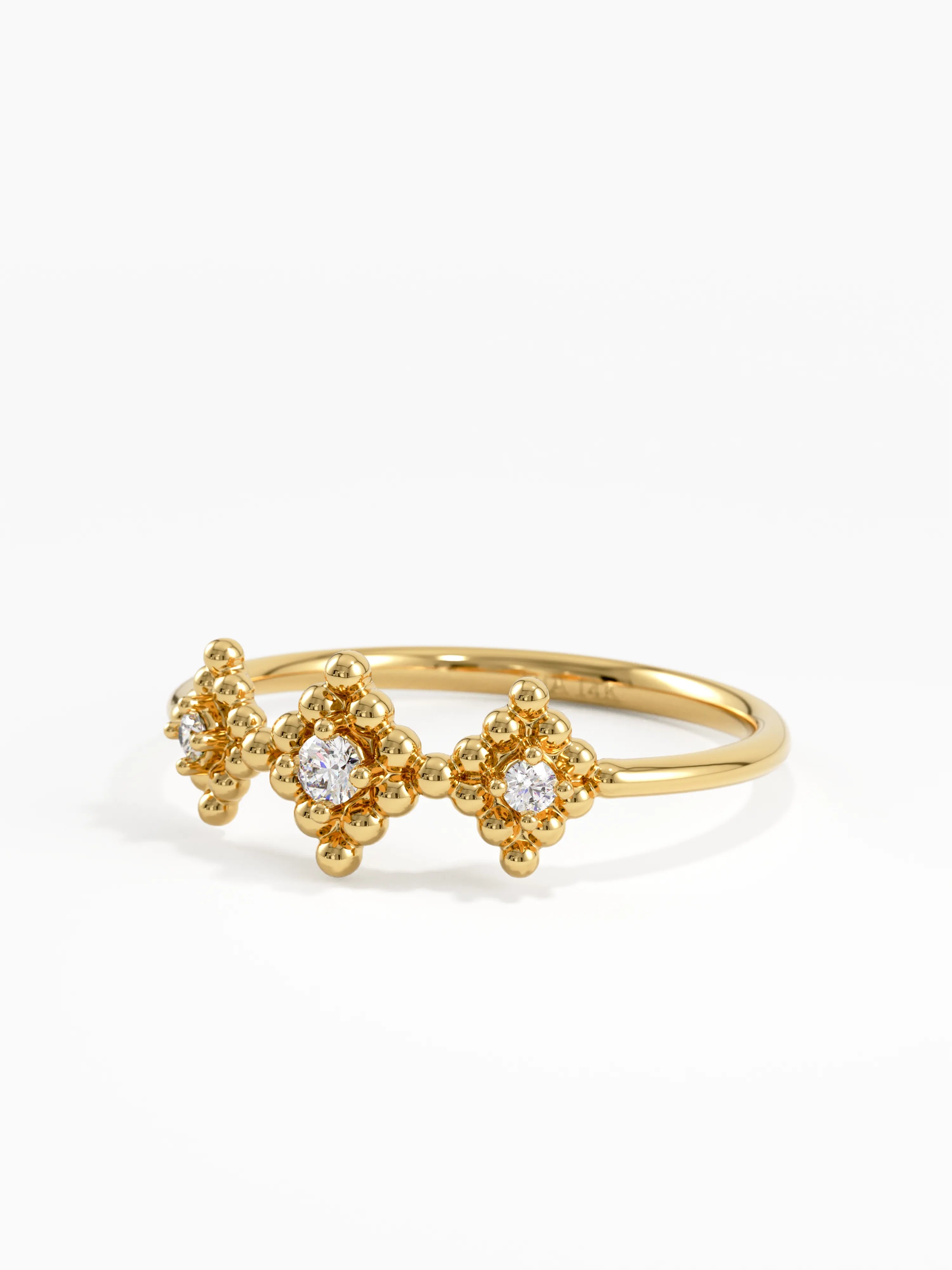 Lab Diamond Trio Ring, solid gold ring, view 8 | DiaFifth