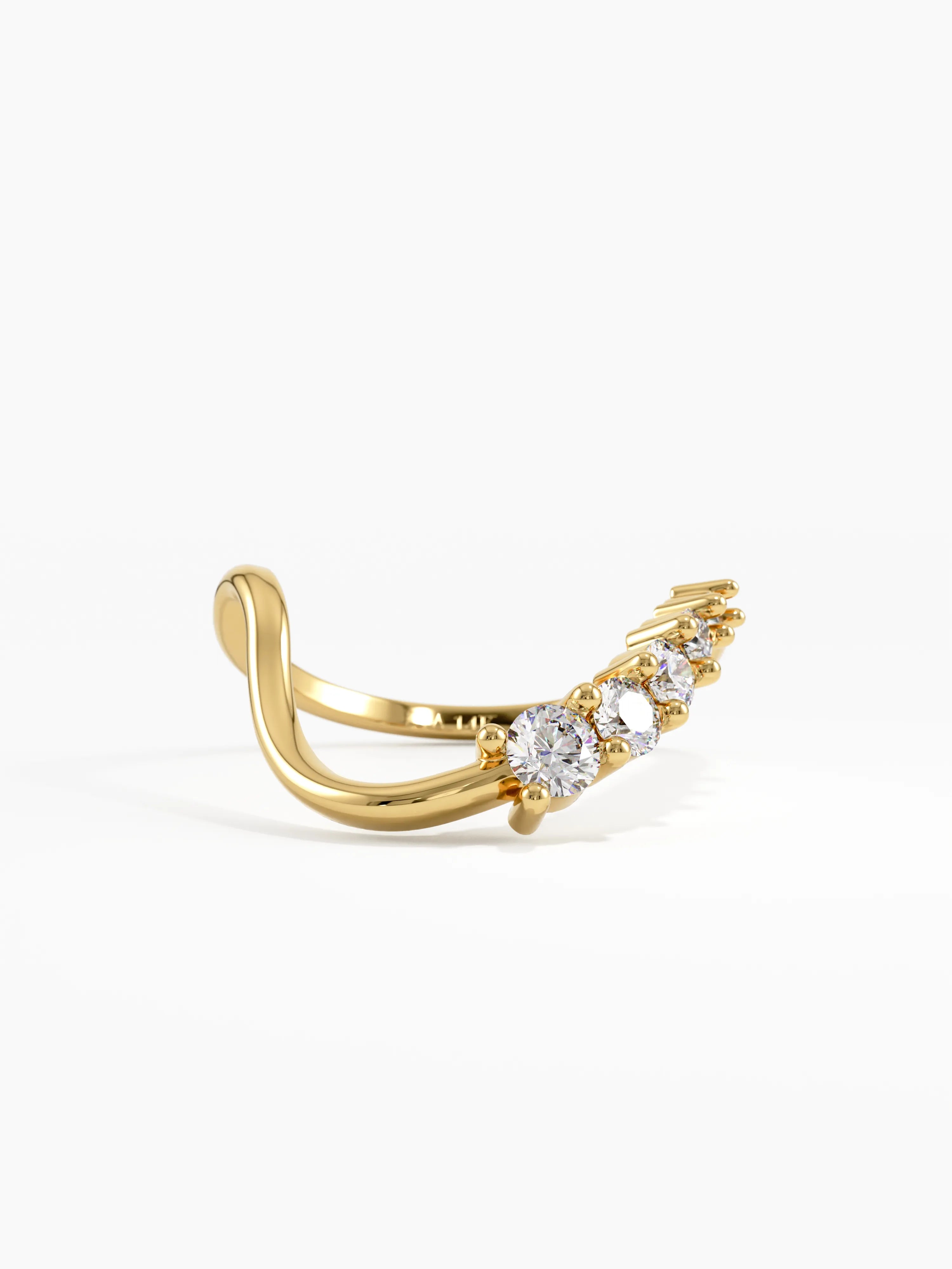 Deep Curve Wedding Ring, solid gold ring | DiaFifth