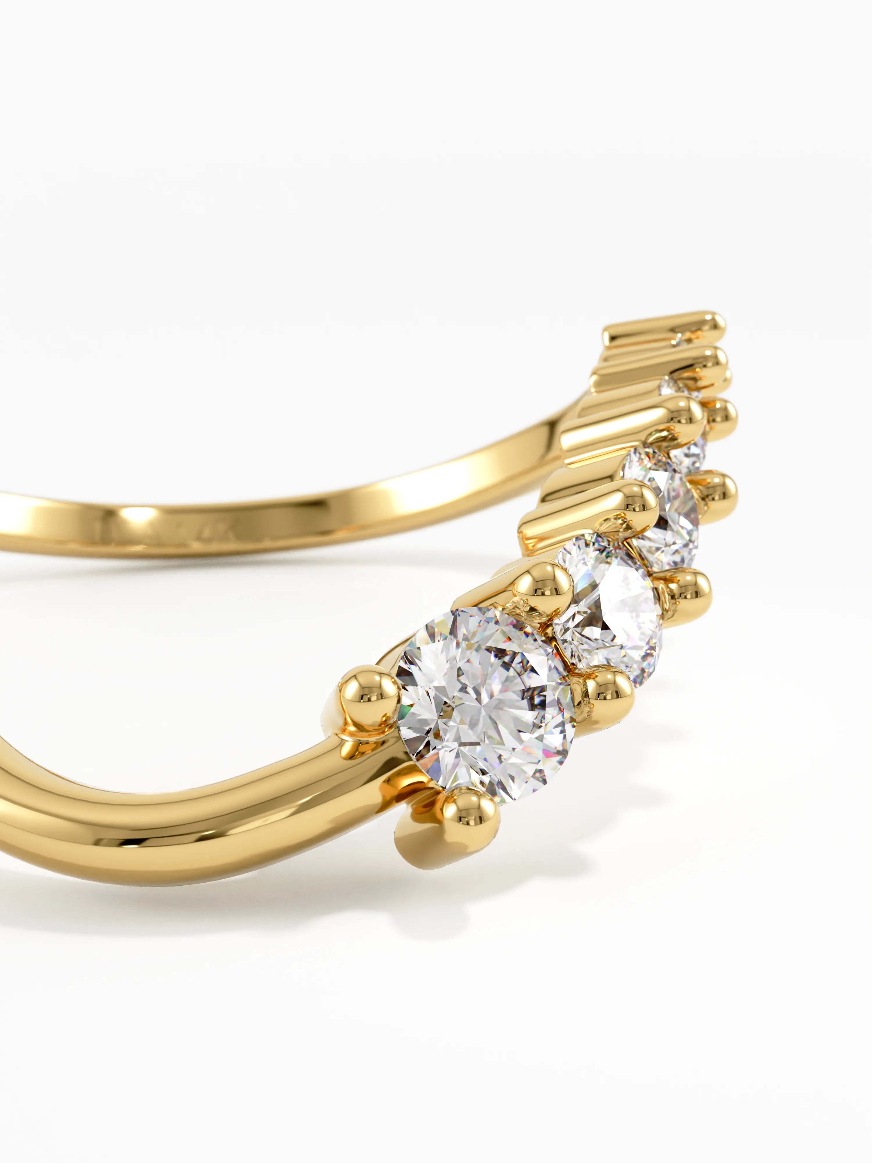 Deep Curve Wedding Ring, solid gold ring, view 2 | DiaFifth