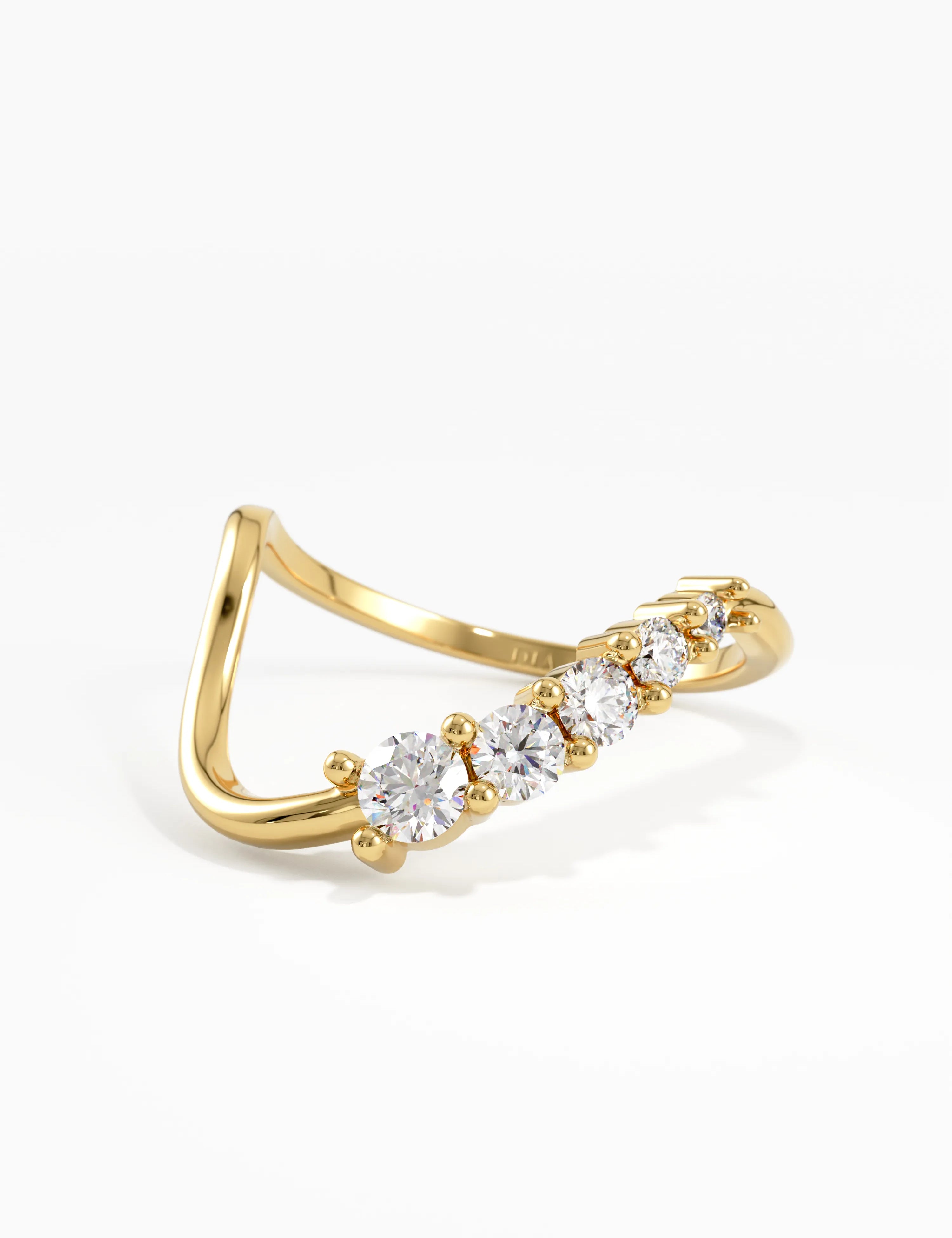 Deep Curve Wedding Ring, solid gold ring, view 8 | DiaFifth