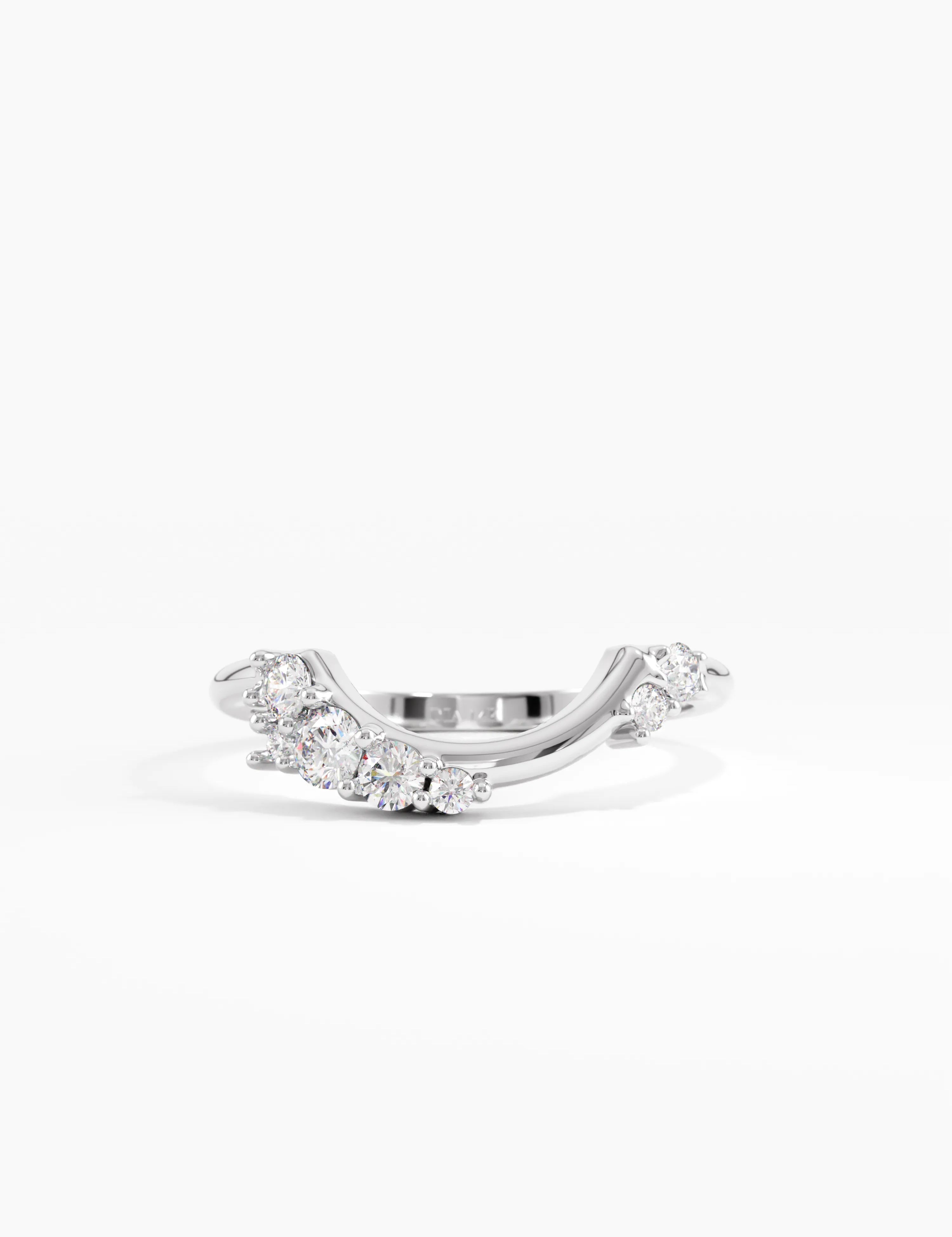 Cluster Curve Ring, solid gold ring, view 7 | DiaFifth
