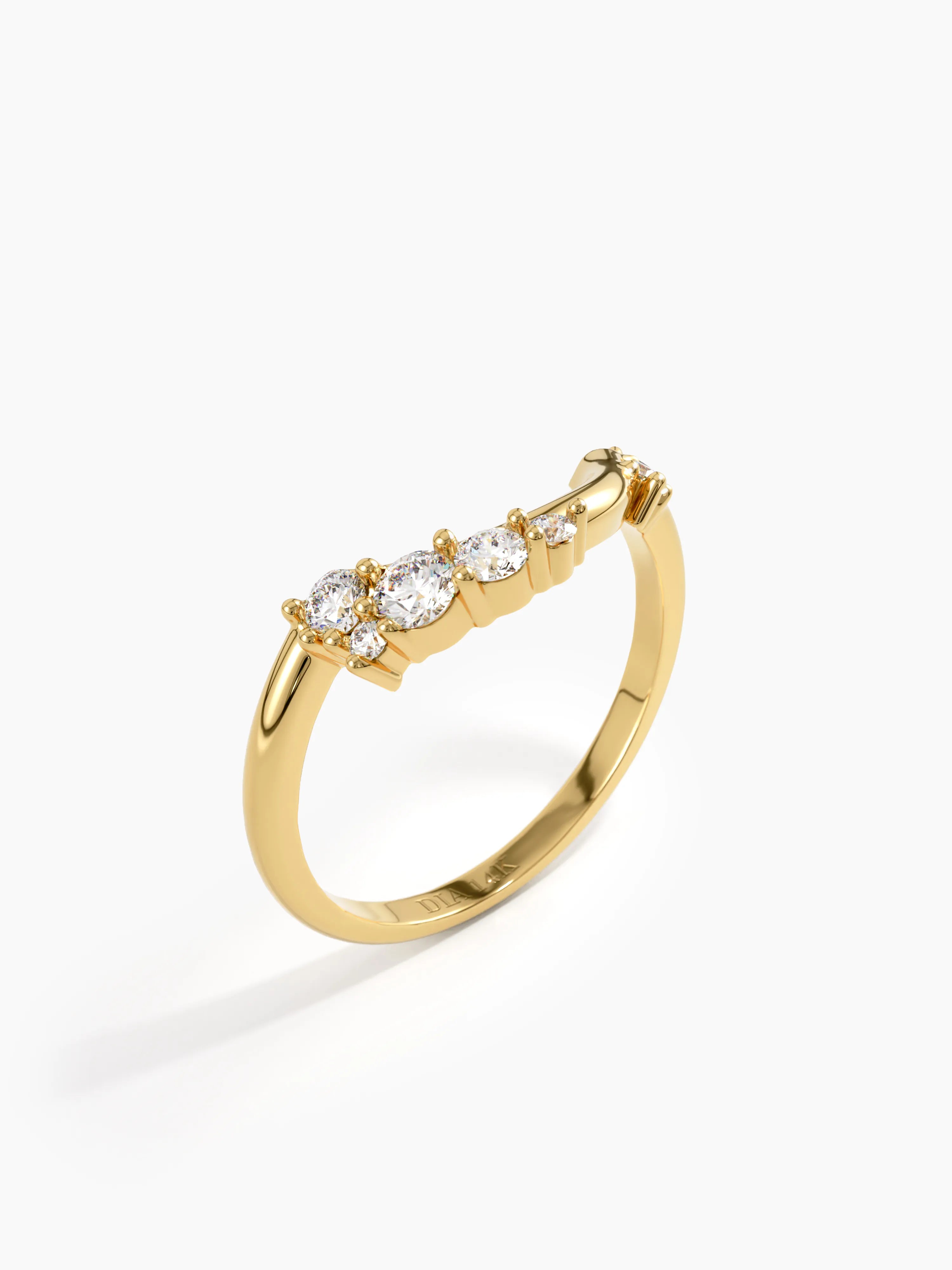 Cluster Curve Ring, solid gold ring, view 4 | DiaFifth