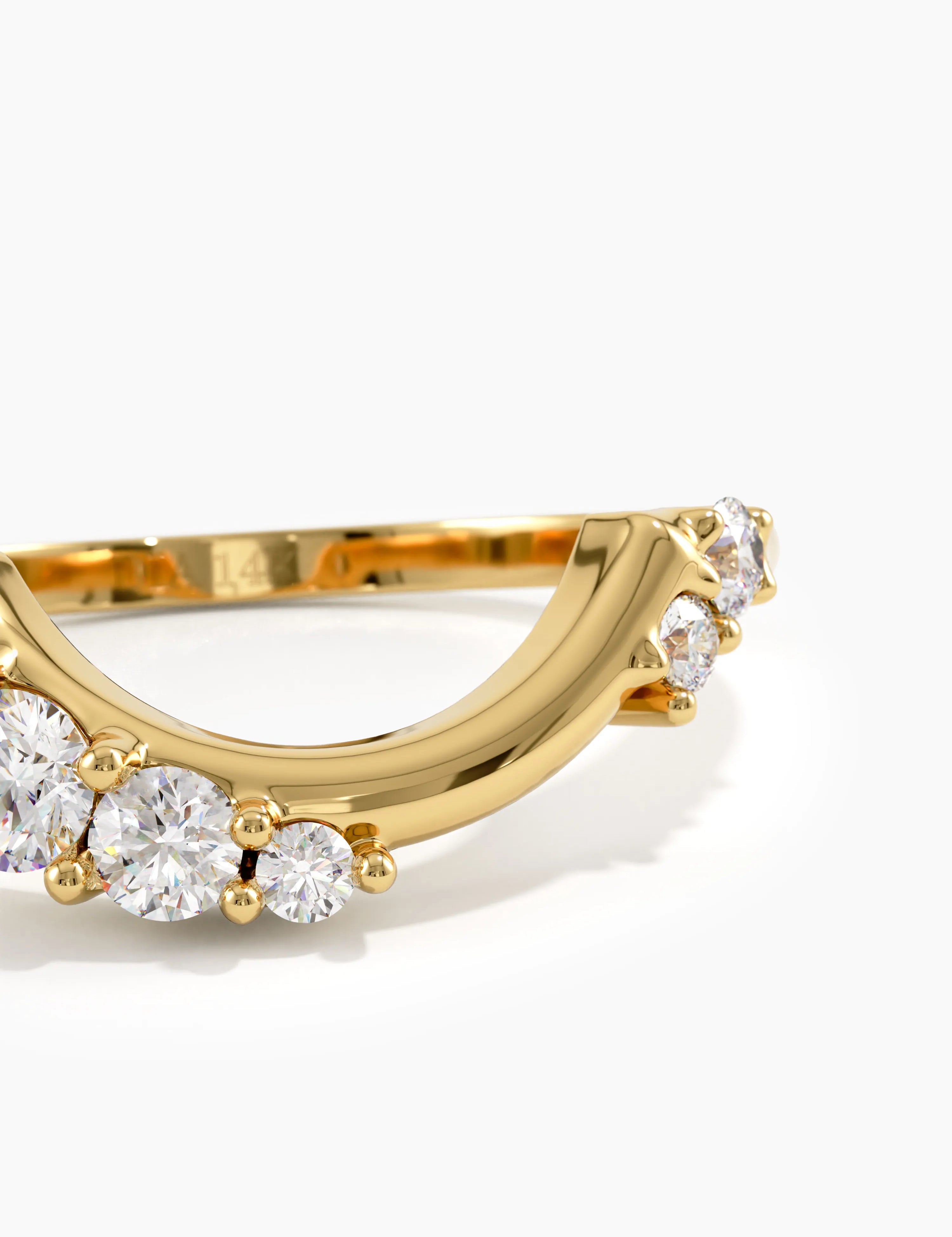 Cluster Curve Ring, solid gold ring, view 2 | DiaFifth