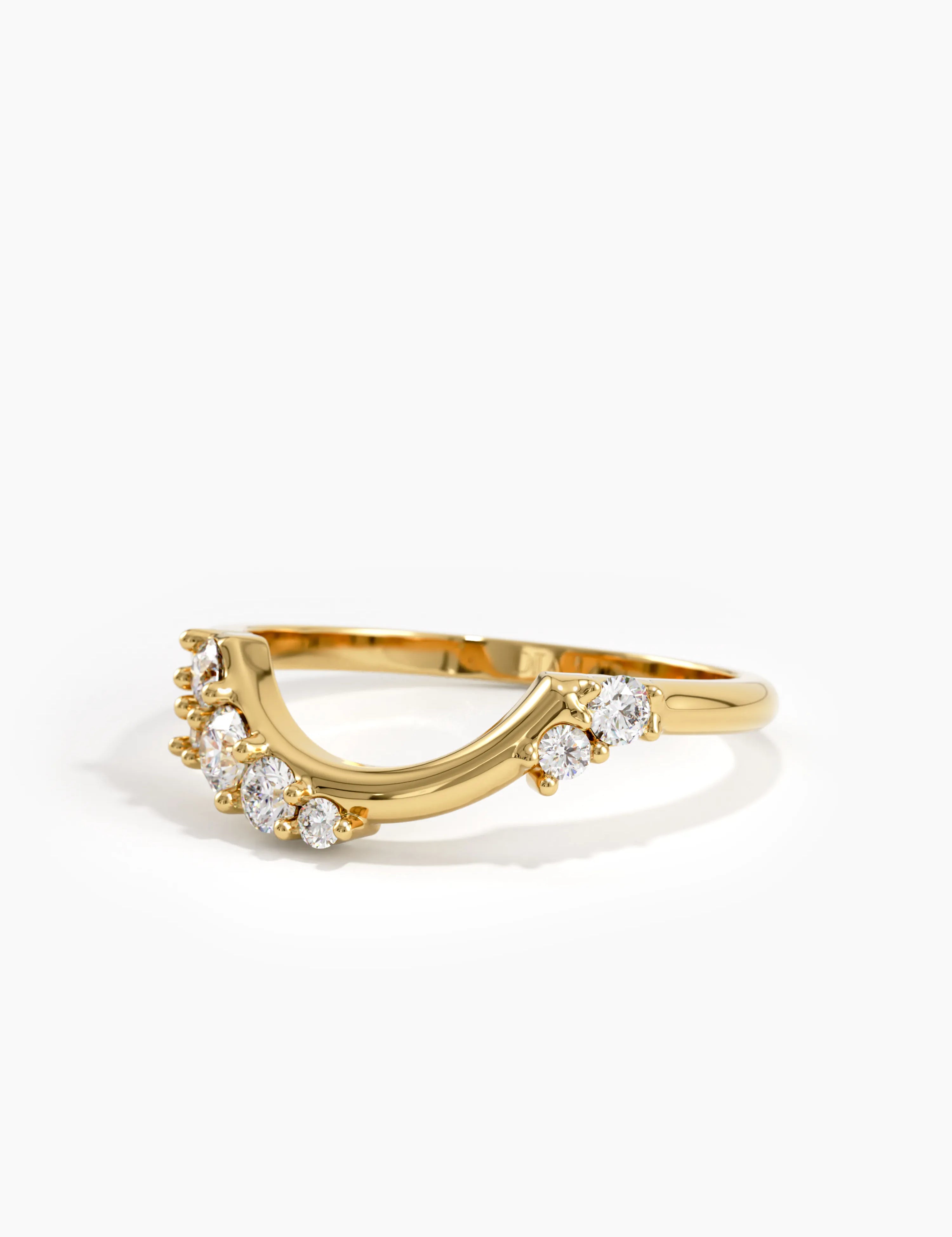 Cluster Curve Ring, solid gold ring, view 5 | DiaFifth