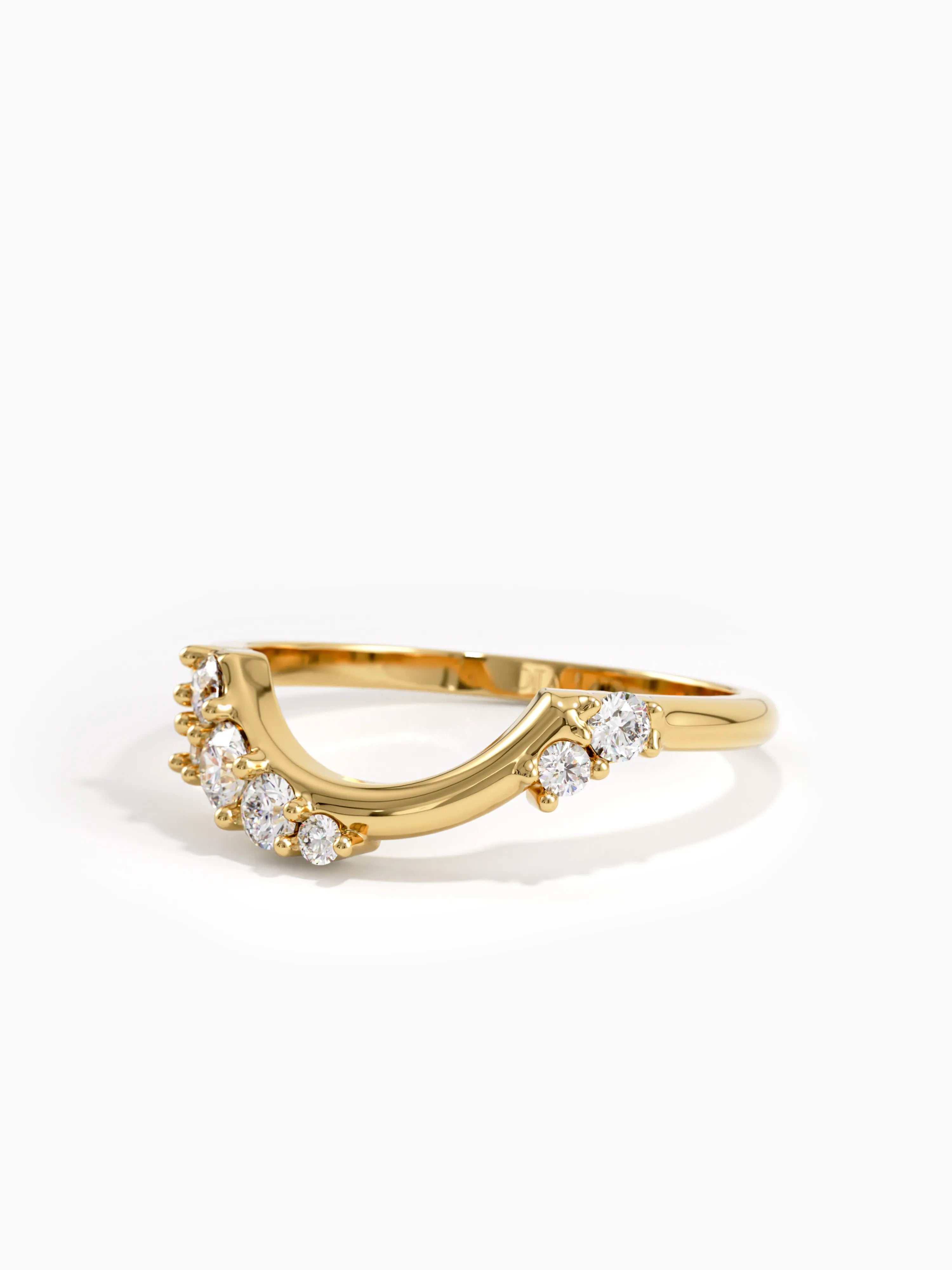 Cluster Curve Ring, solid gold ring, view 5 | DiaFifth