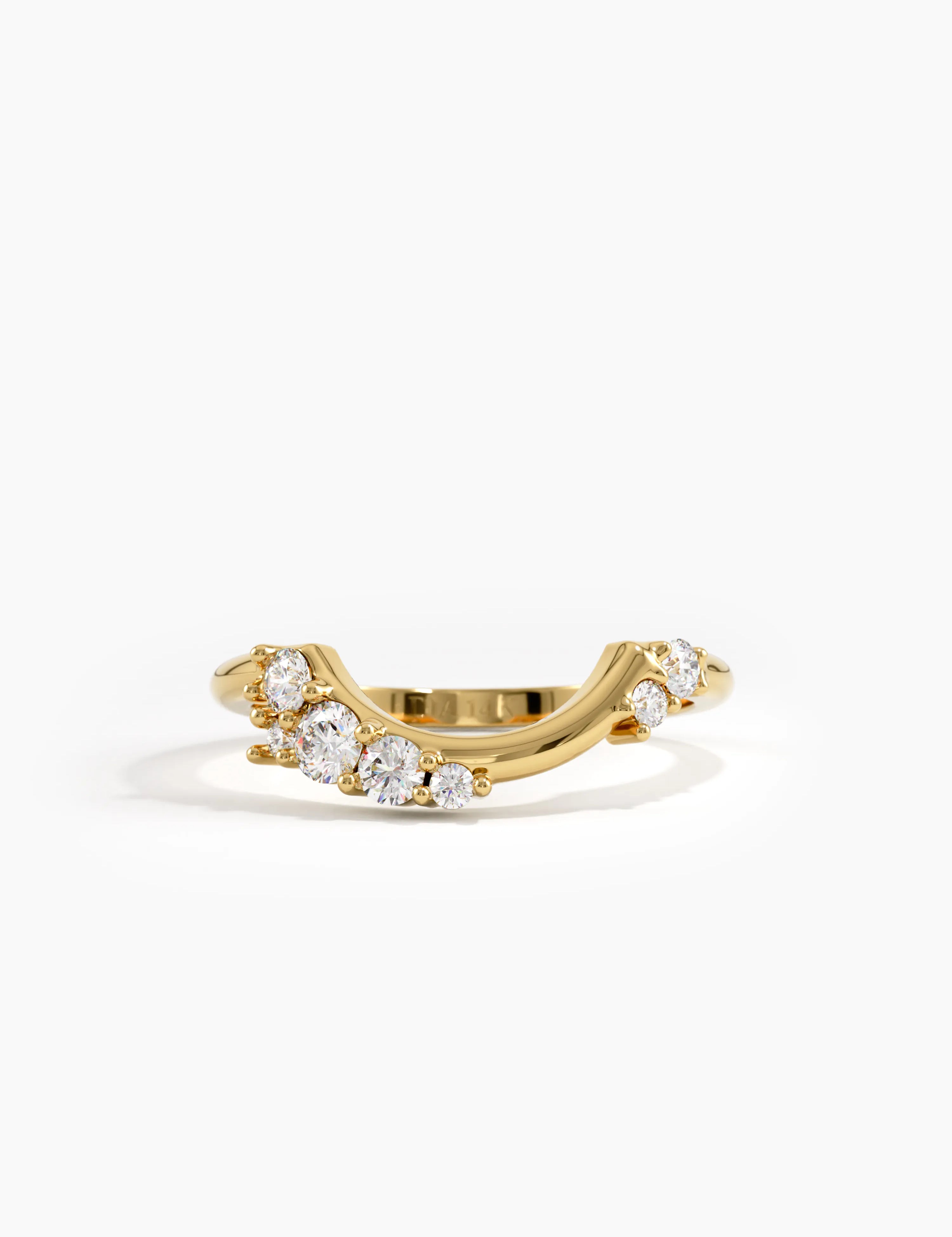 Cluster Curve Ring, solid gold ring | DiaFifth