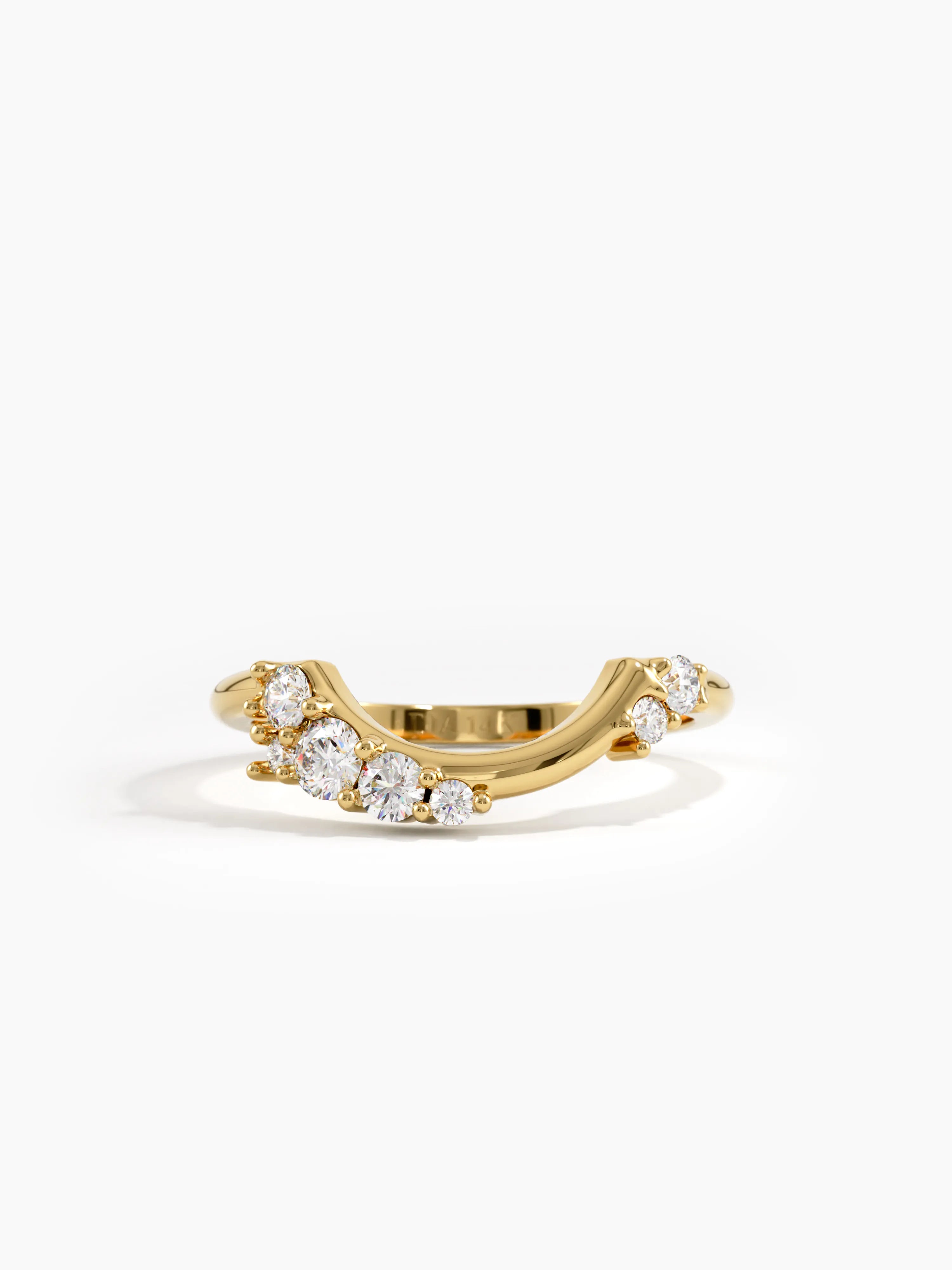 Cluster Curve Ring, solid gold ring | DiaFifth