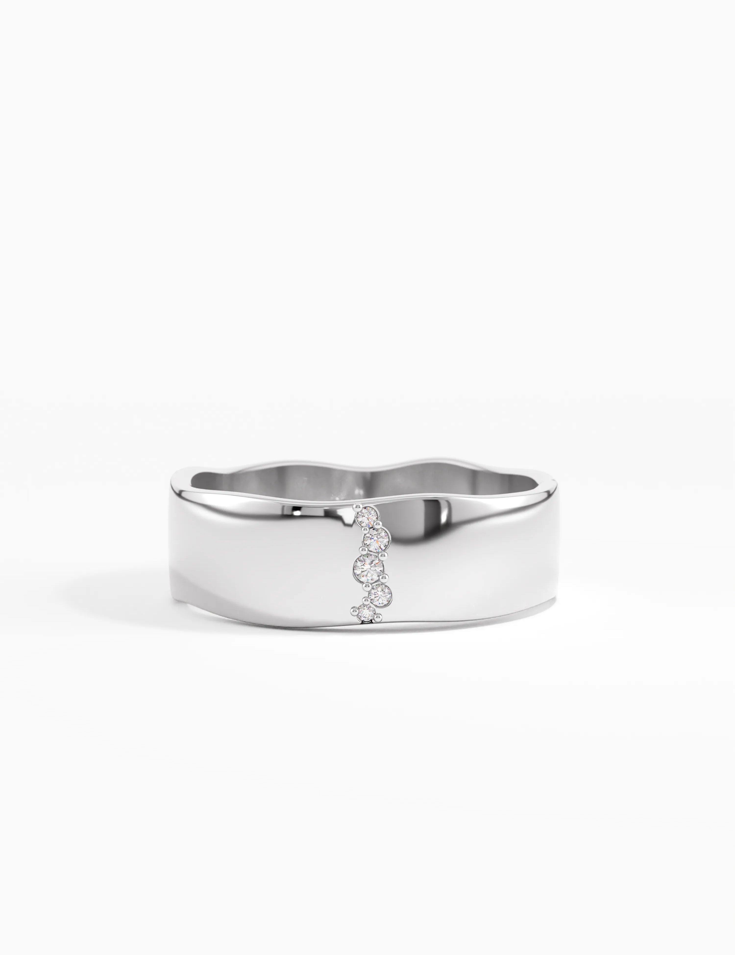 Lab Diamond Wavy Wedding Band, solid gold ring, view 7 | DiaFifth