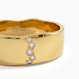 Lab Diamond Wavy Wedding Band, solid gold ring, view 2 | DiaFifth