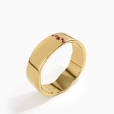 Lab Ruby Wavy Wedding Band, solid gold ring, view 5 | DiaFifth