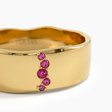 Lab Ruby Wavy Wedding Band, solid gold ring, view 2 | DiaFifth