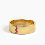 Lab Ruby Wavy Wedding Band, solid gold ring, view 4 | DiaFifth