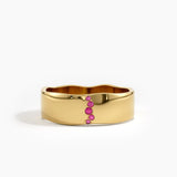 Lab Ruby Wavy Wedding Band, solid gold ring | DiaFifth