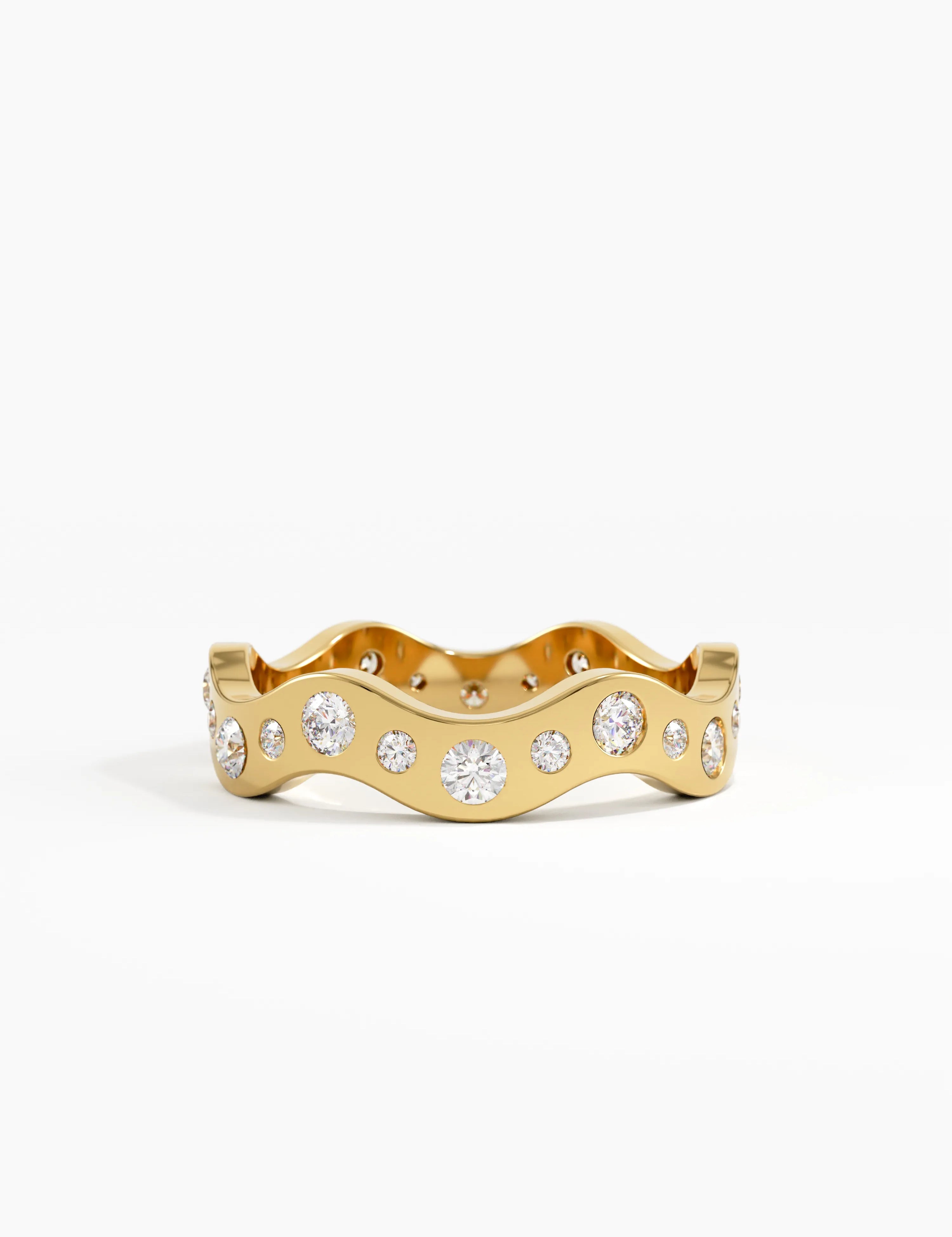 Eternity Wave Wedding Band, solid gold ring | DiaFifth