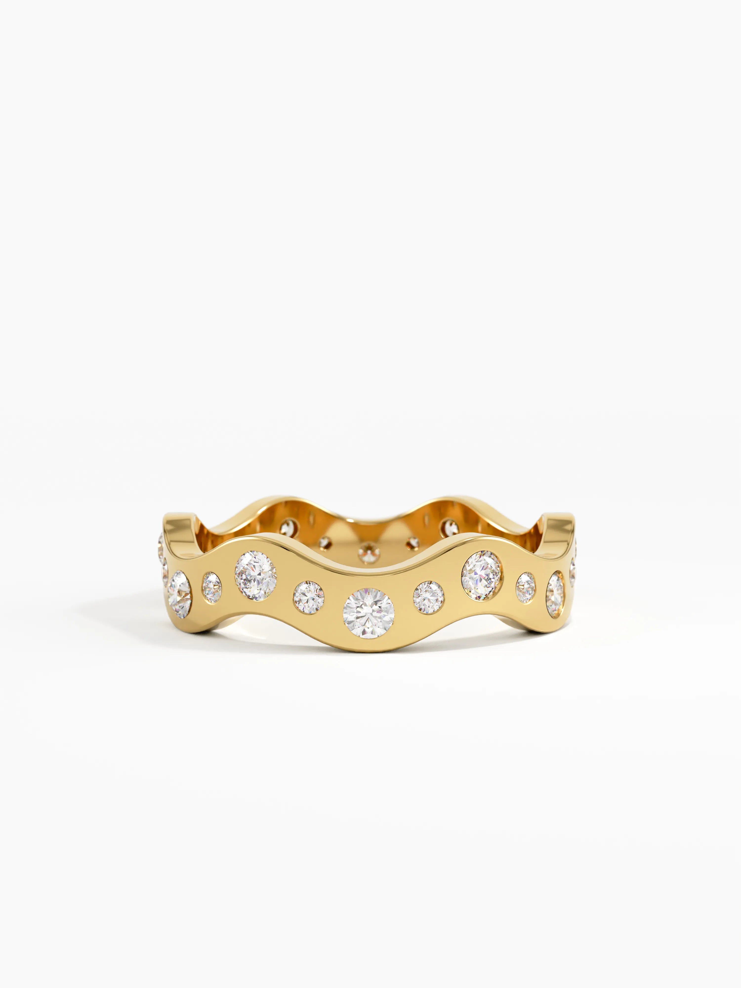 Eternity Wave Wedding Band, solid gold ring | DiaFifth