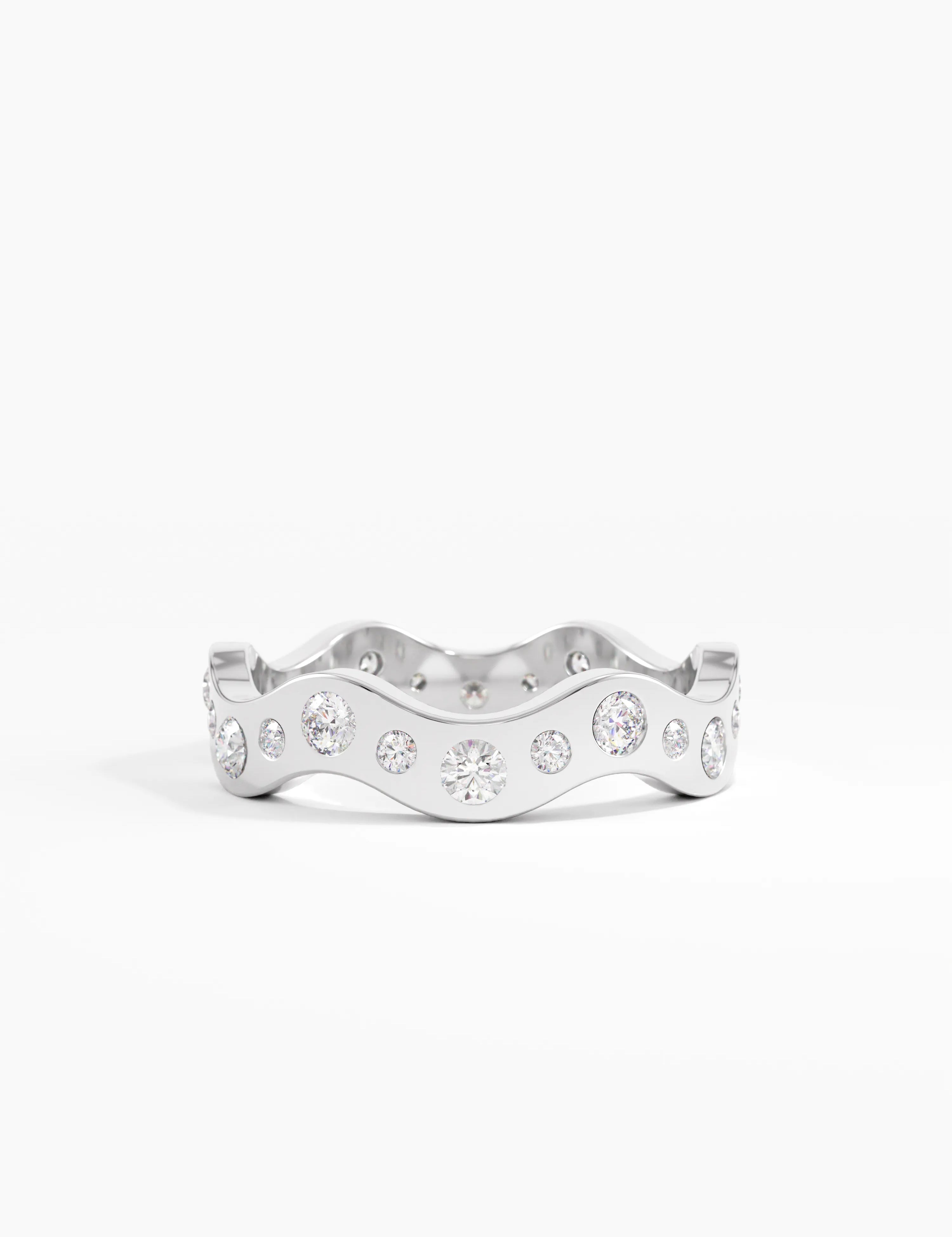 Eternity Wave Wedding Band, solid gold ring, view 7 | DiaFifth