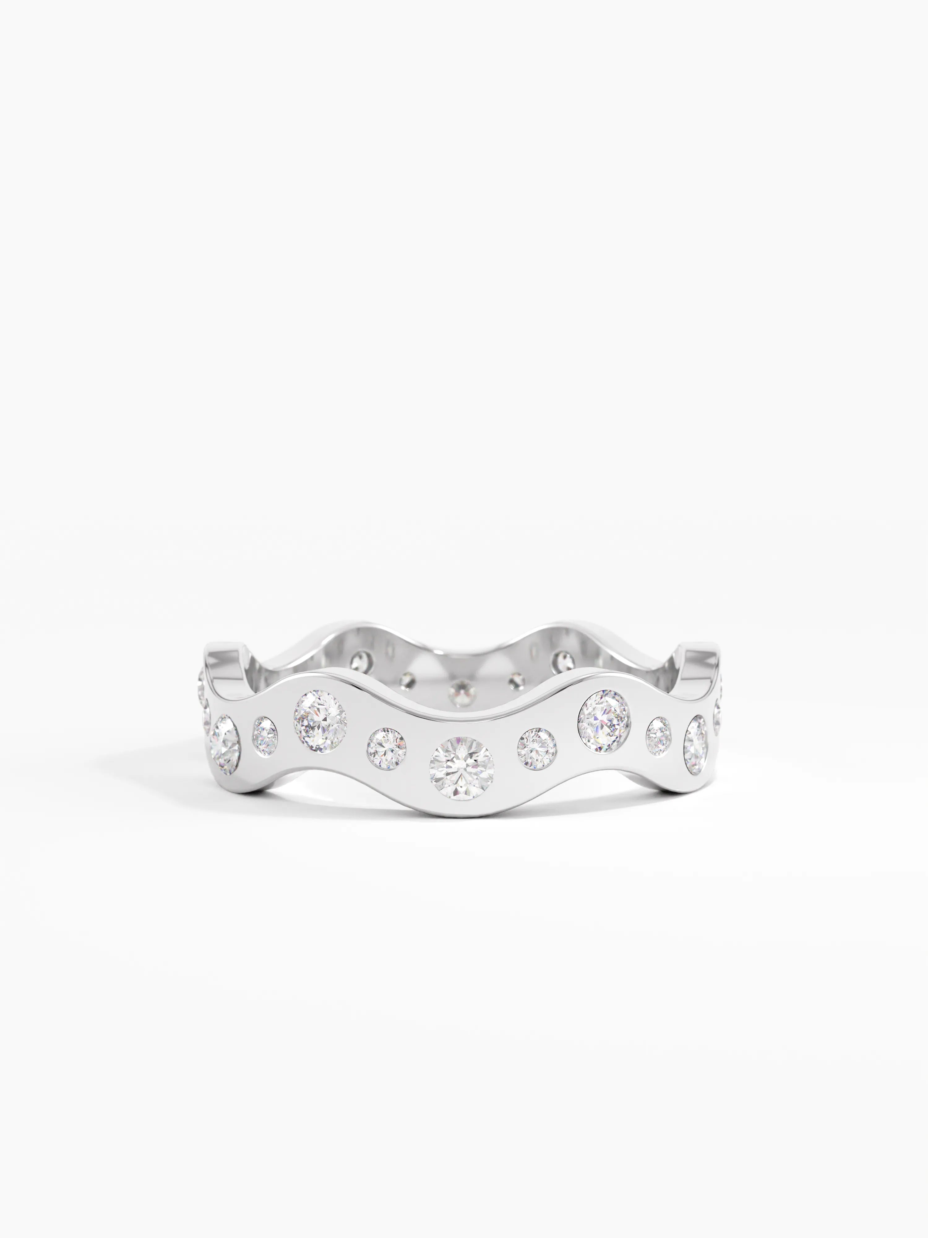 Eternity Wave Wedding Band, solid gold ring, view 7 | DiaFifth