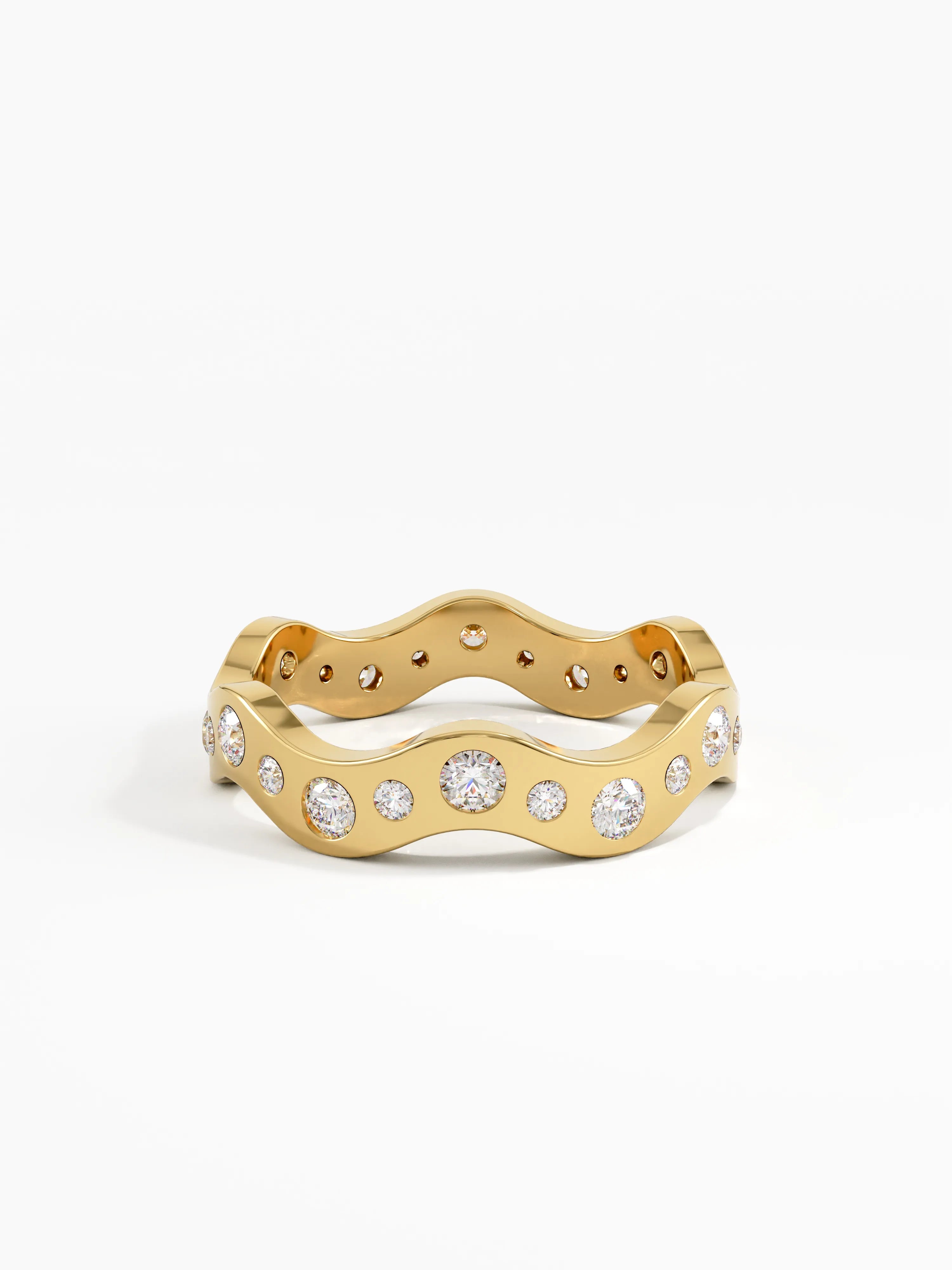 Eternity Wave Wedding Band, solid gold ring, view 4 | DiaFifth