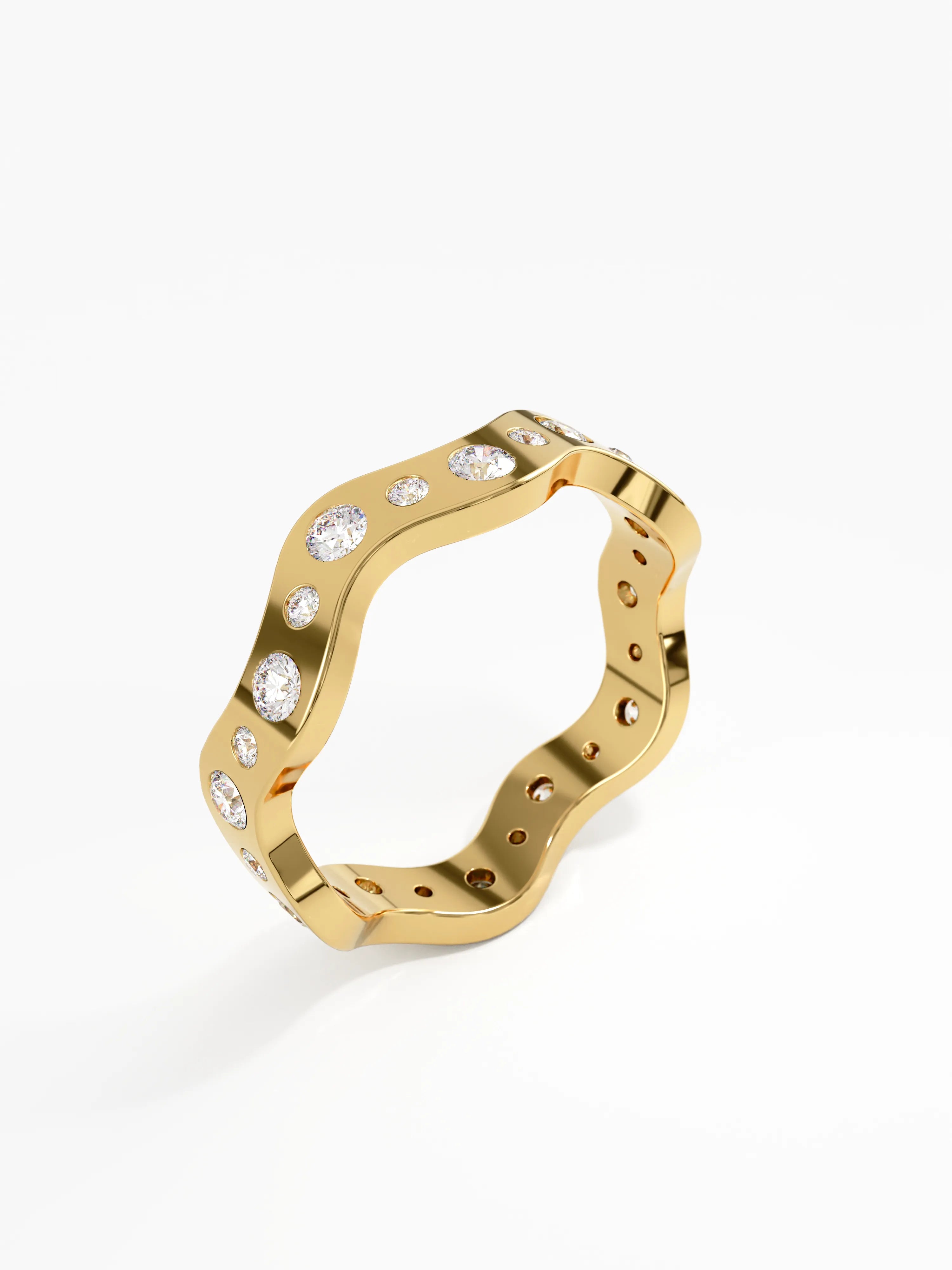 Eternity Wave Wedding Band, solid gold ring, view 5 | DiaFifth