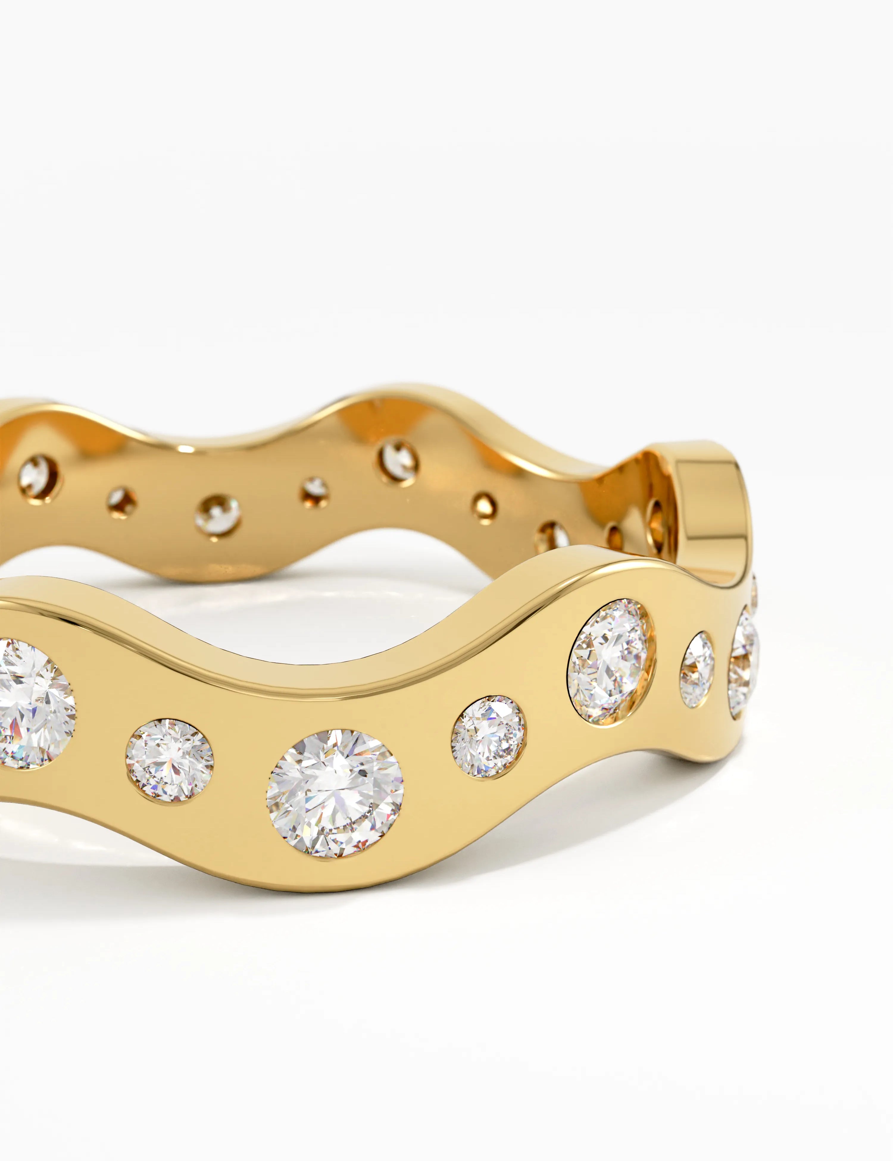 Eternity Wave Wedding Band, solid gold ring, view 2 | DiaFifth