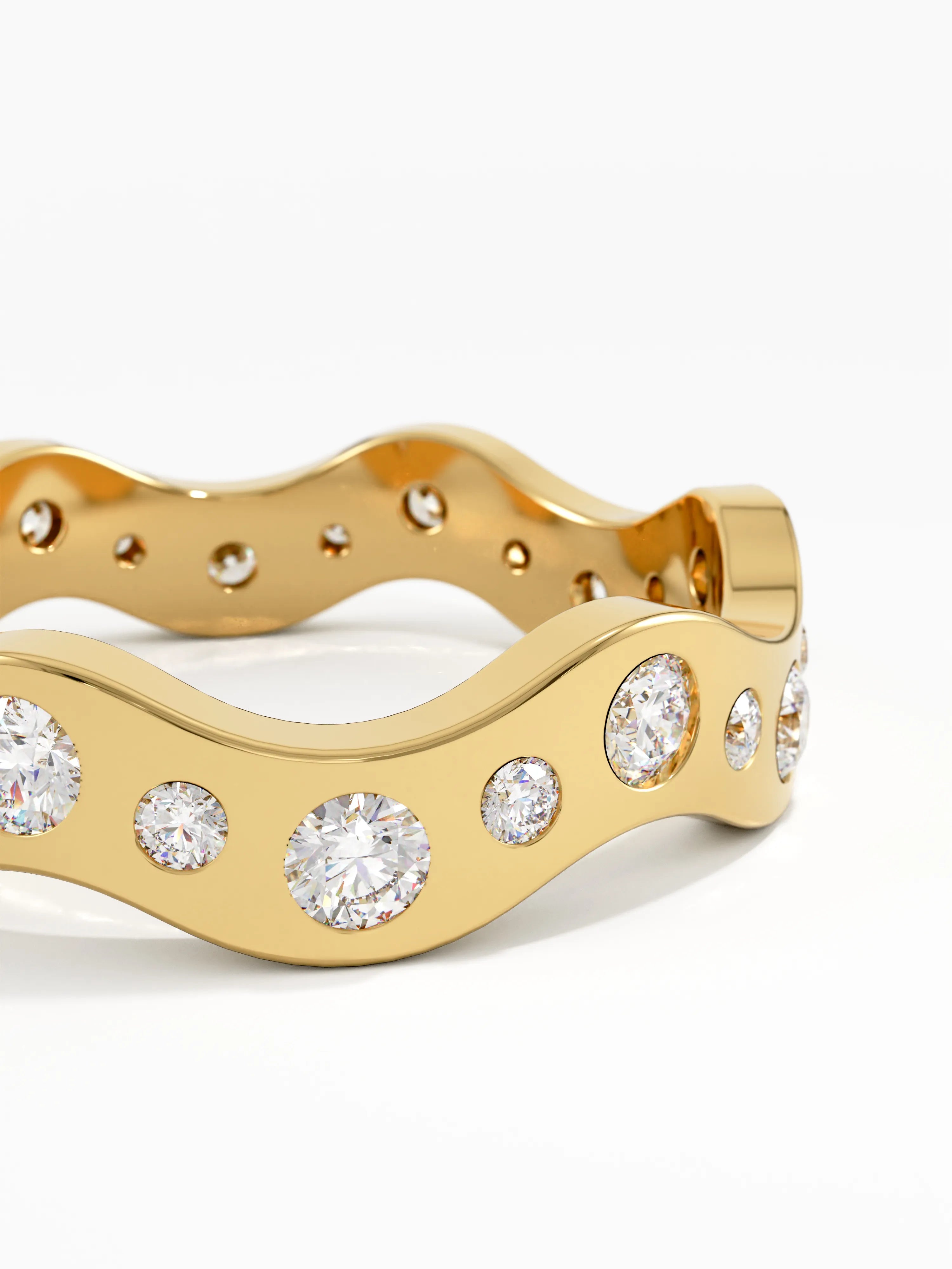 Eternity Wave Wedding Band, solid gold ring, view 2 | DiaFifth