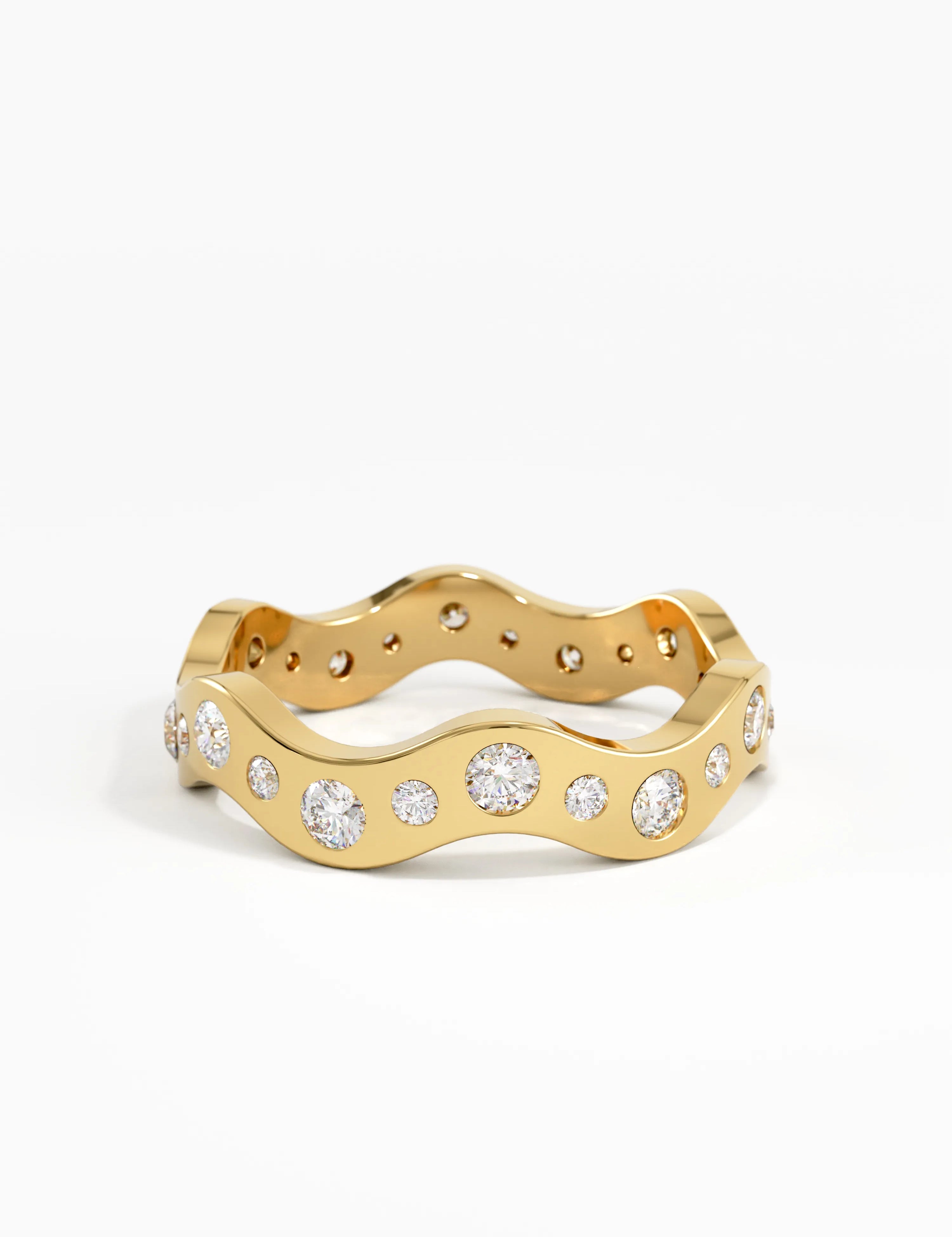 Eternity Wave Wedding Band, solid gold ring, view 8 | DiaFifth