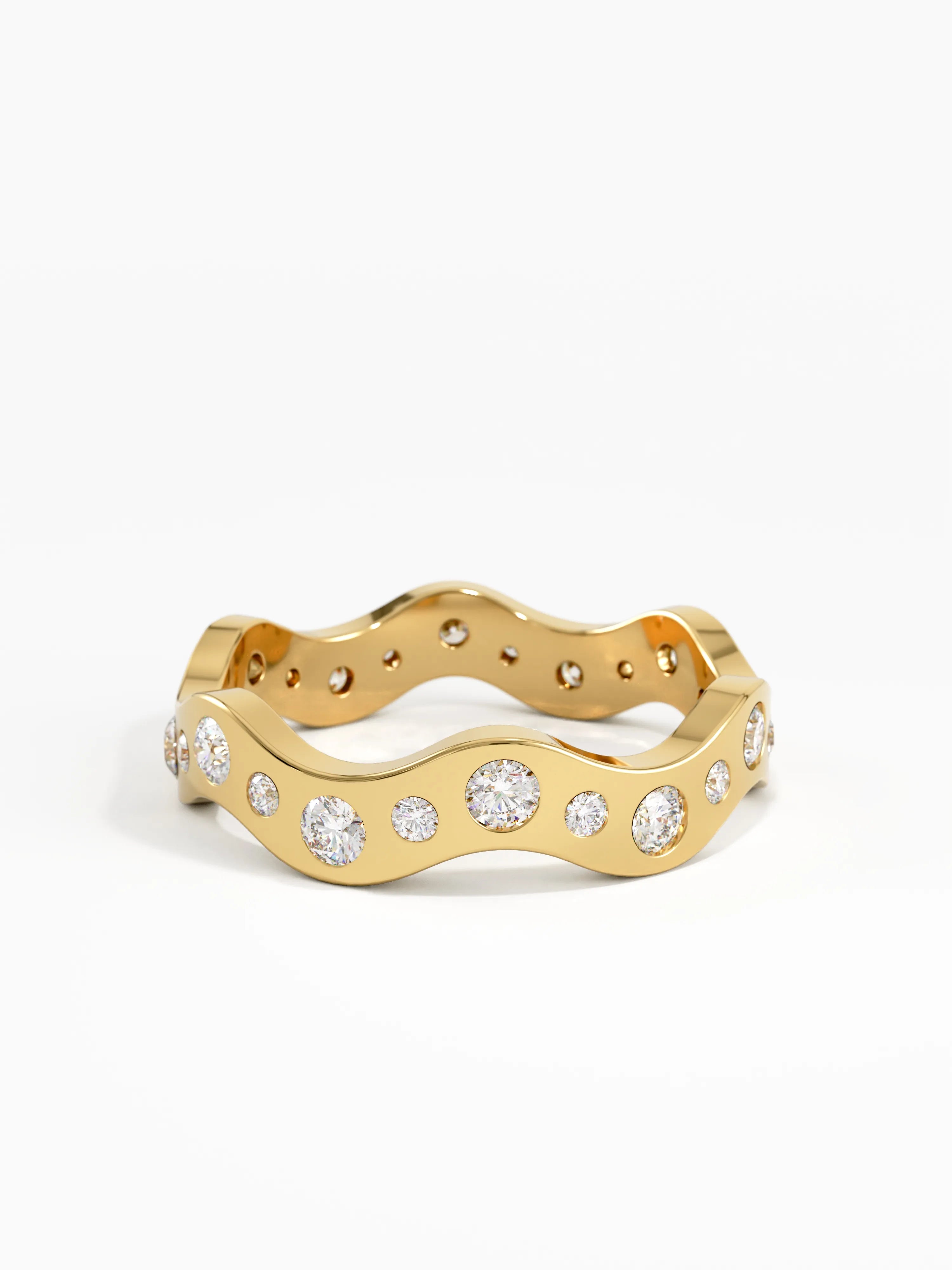Eternity Wave Wedding Band, solid gold ring, view 8 | DiaFifth
