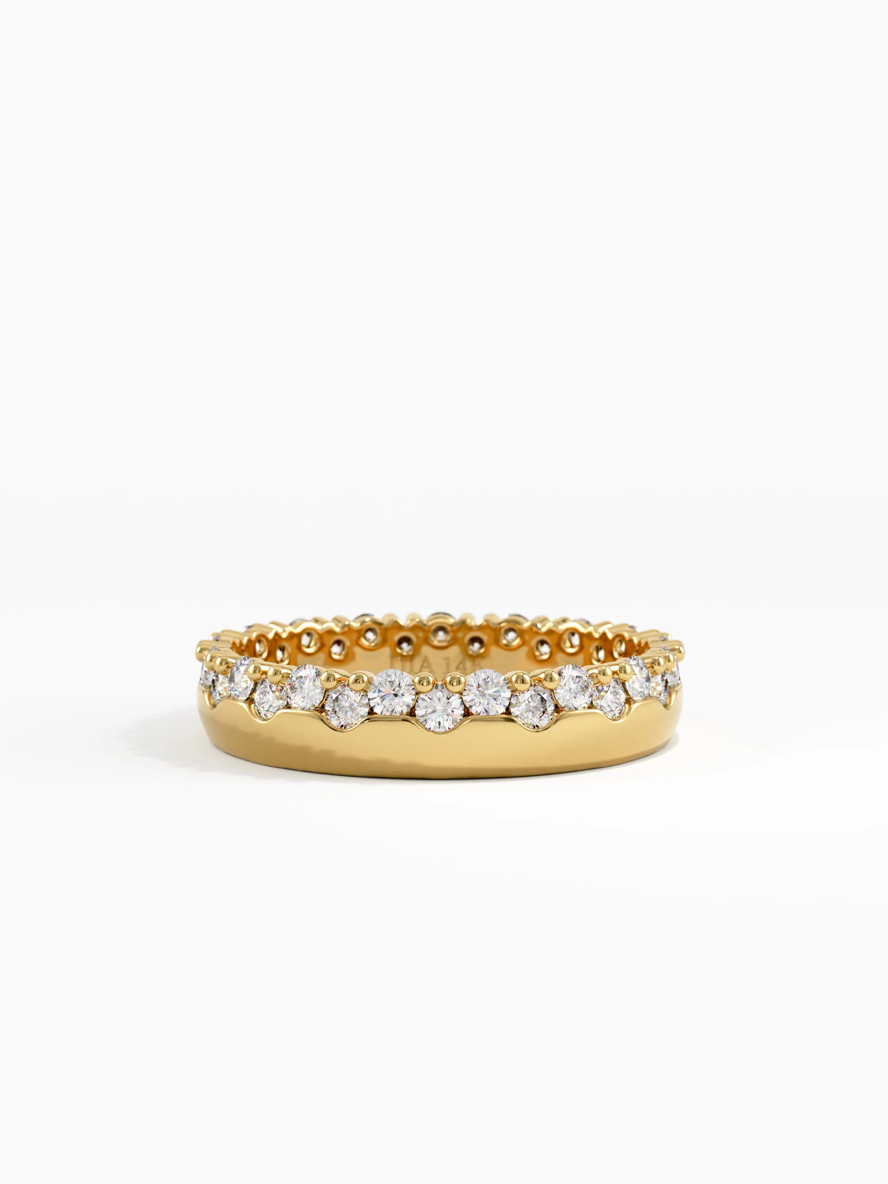 Side Pave Wedding Band, solid gold ring | DiaFifth