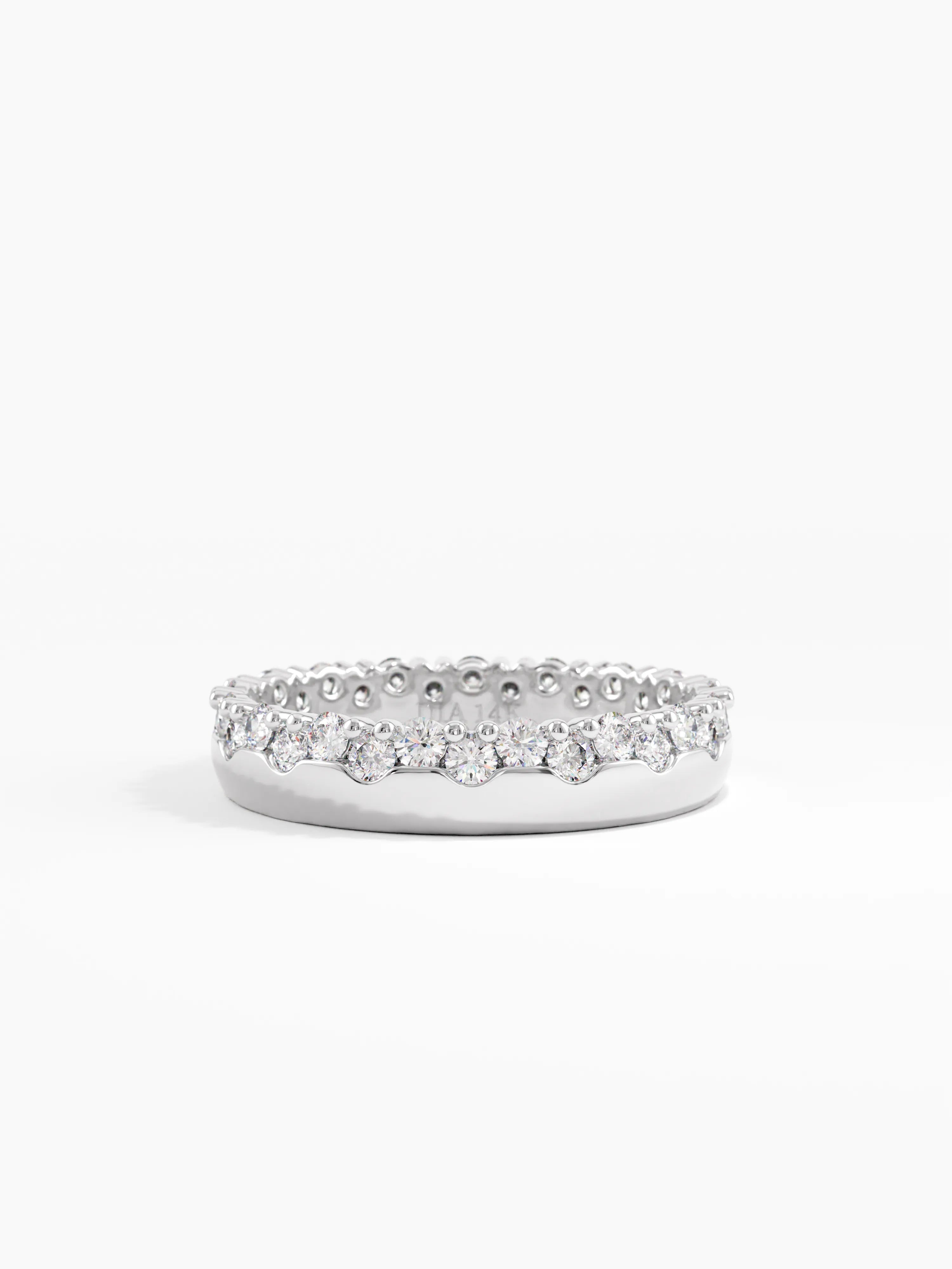Side Pave Wedding Band, solid gold ring, view 7 | DiaFifth