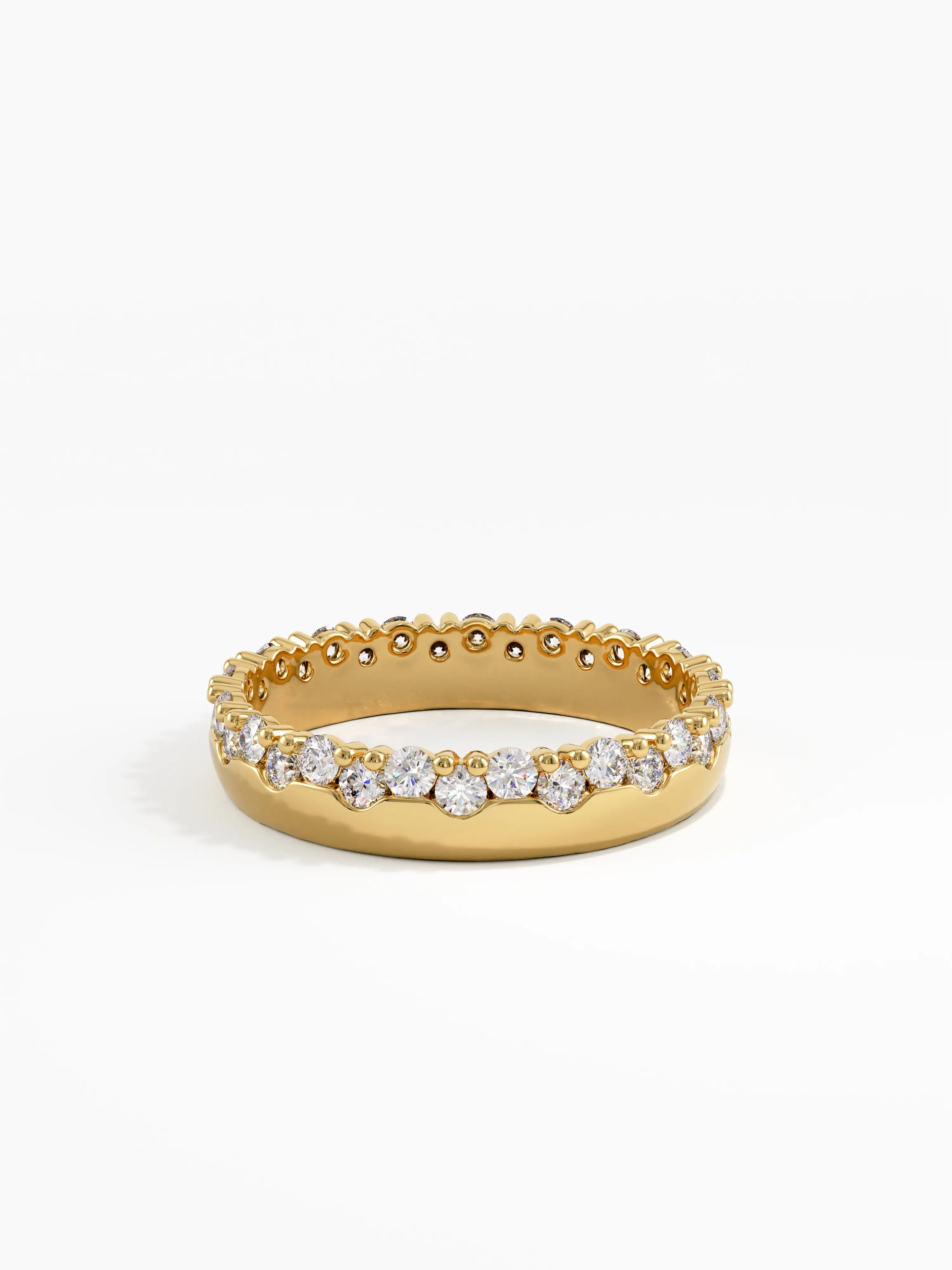 Side Pave Wedding Band, solid gold ring, view 8 | DiaFifth