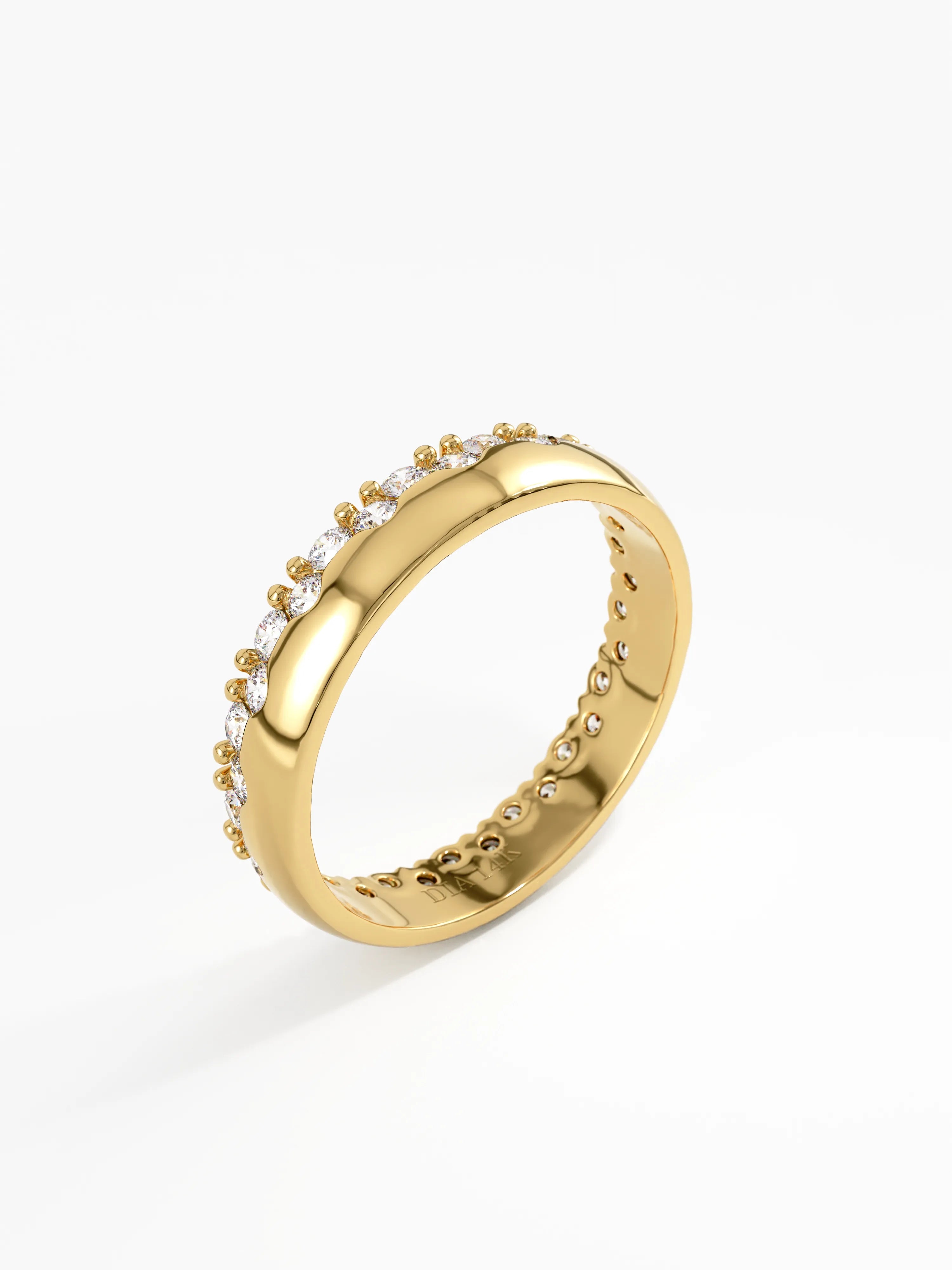 Side Pave Wedding Band, solid gold ring, view 5 | DiaFifth