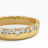 Side Pave Wedding Band, solid gold ring, view 2 | DiaFifth