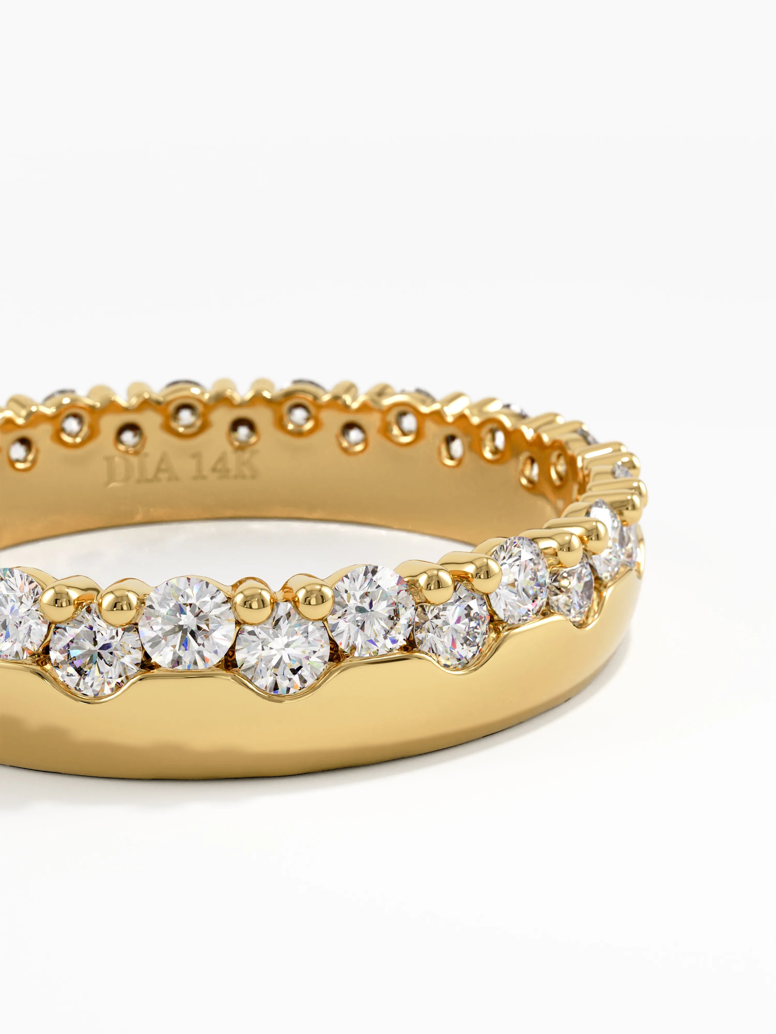 Side Pave Wedding Band, solid gold ring, view 2 | DiaFifth