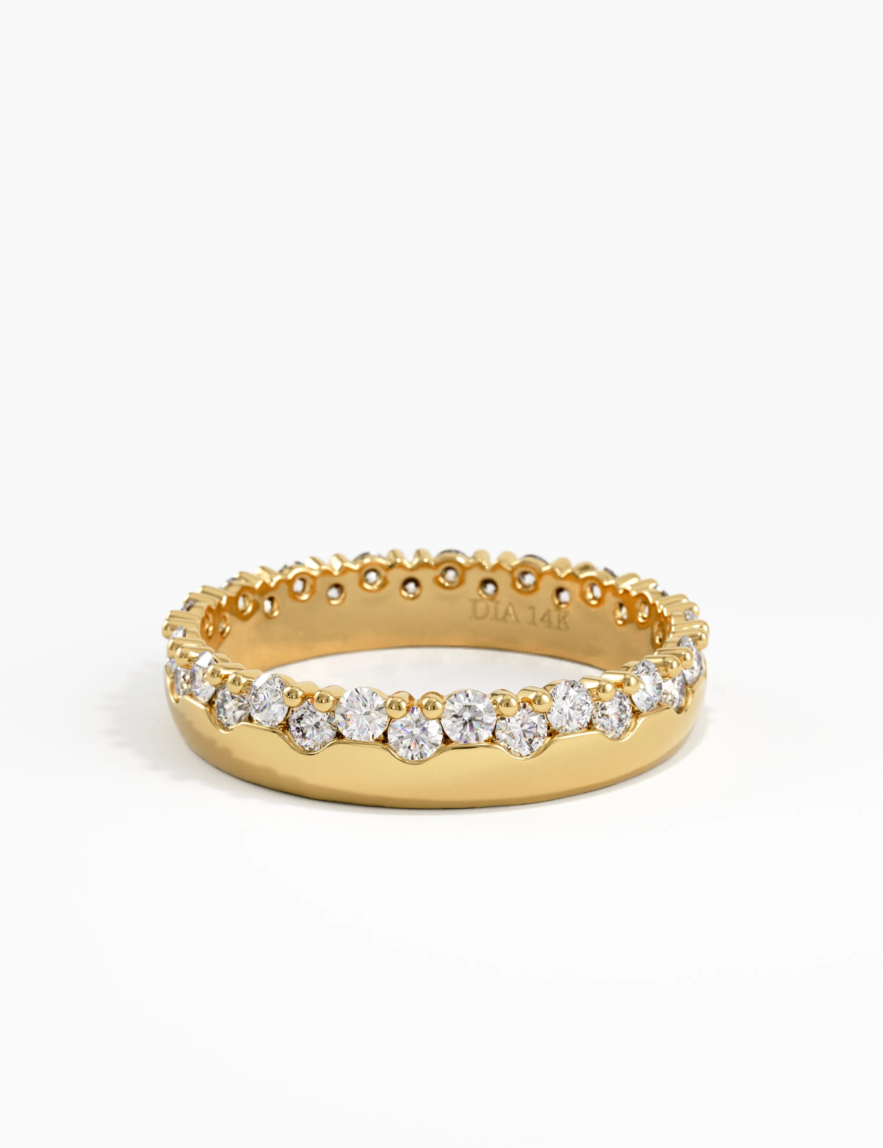 Side Pave Wedding Band, solid gold ring, view 4 | DiaFifth