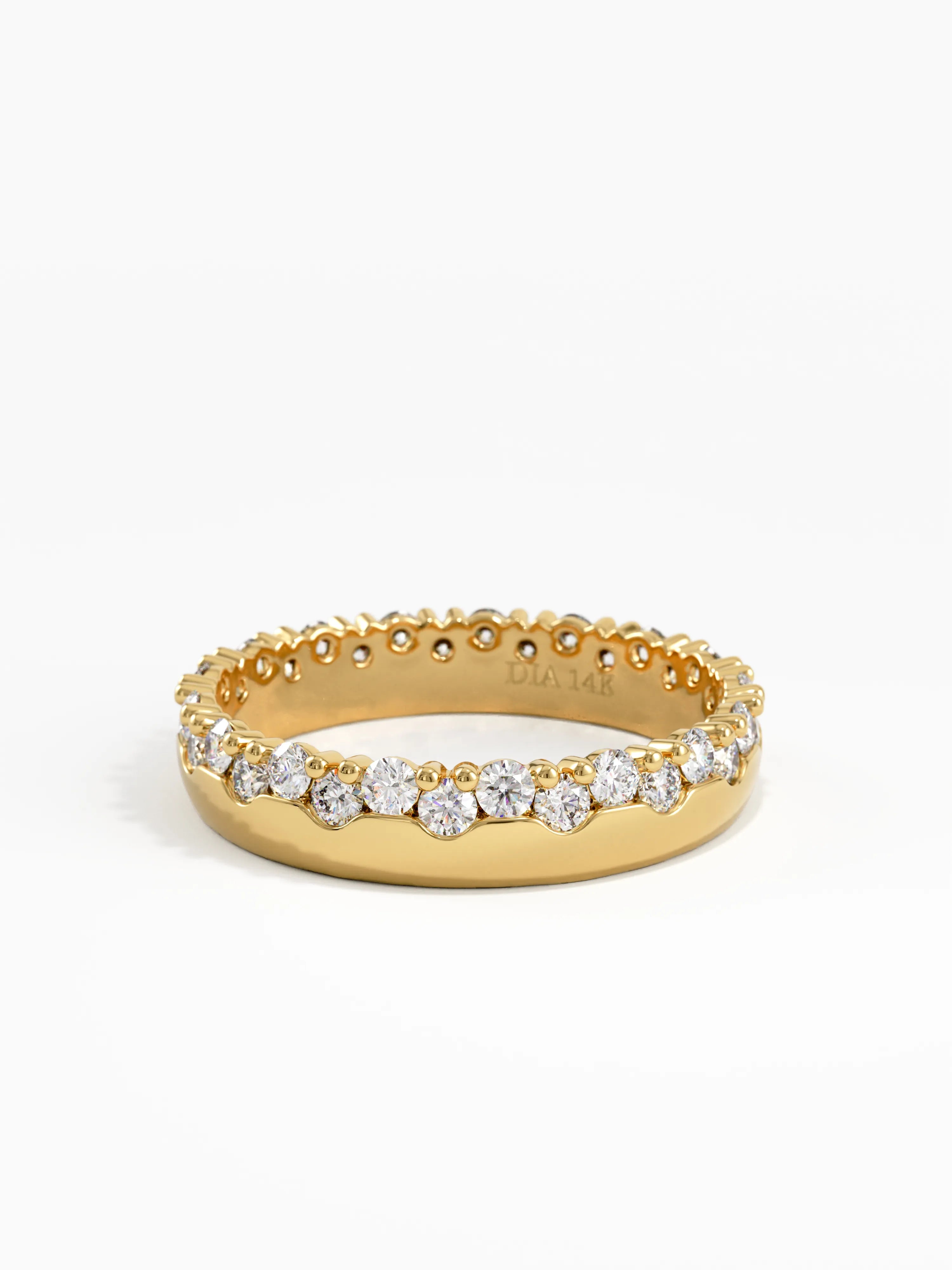 Side Pave Wedding Band, solid gold ring, view 4 | DiaFifth