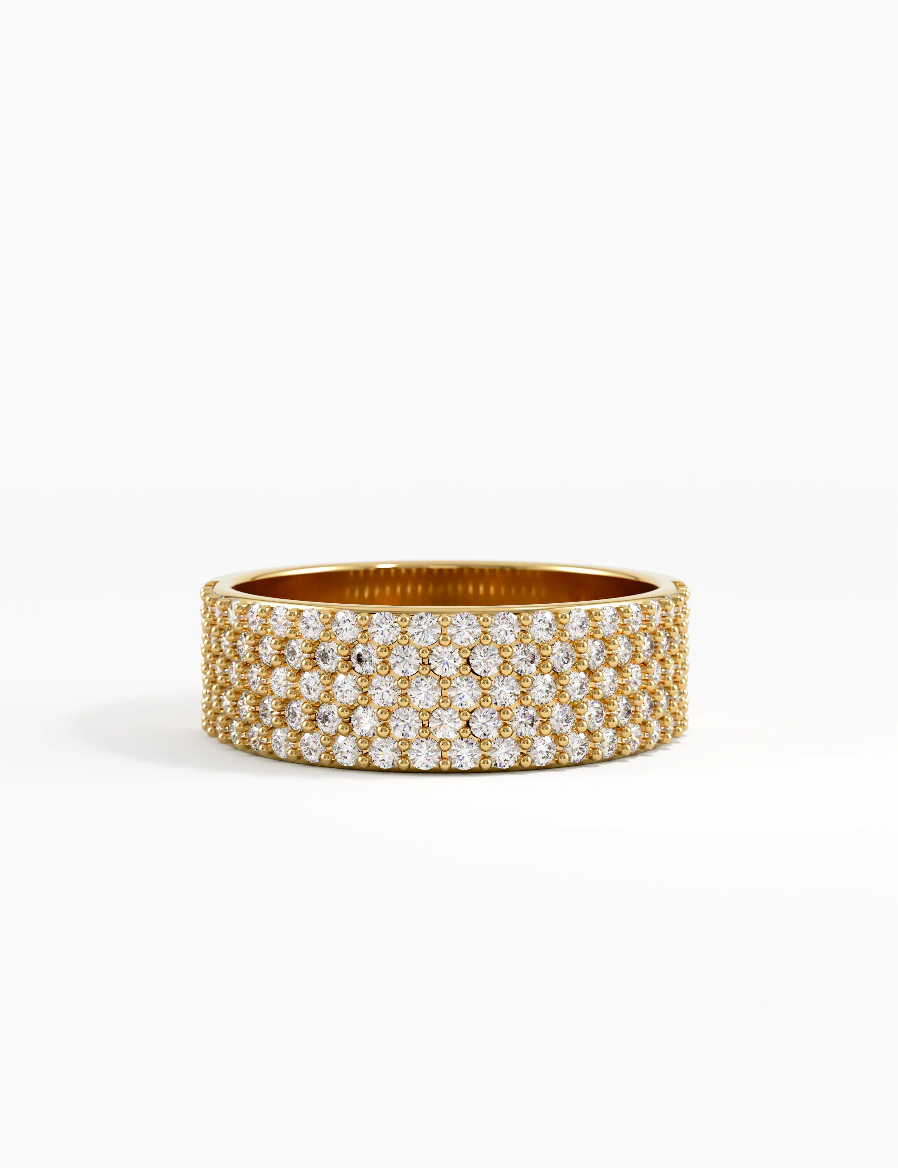 Pave Cigar Wedding Ring, solid gold ring | DiaFifth