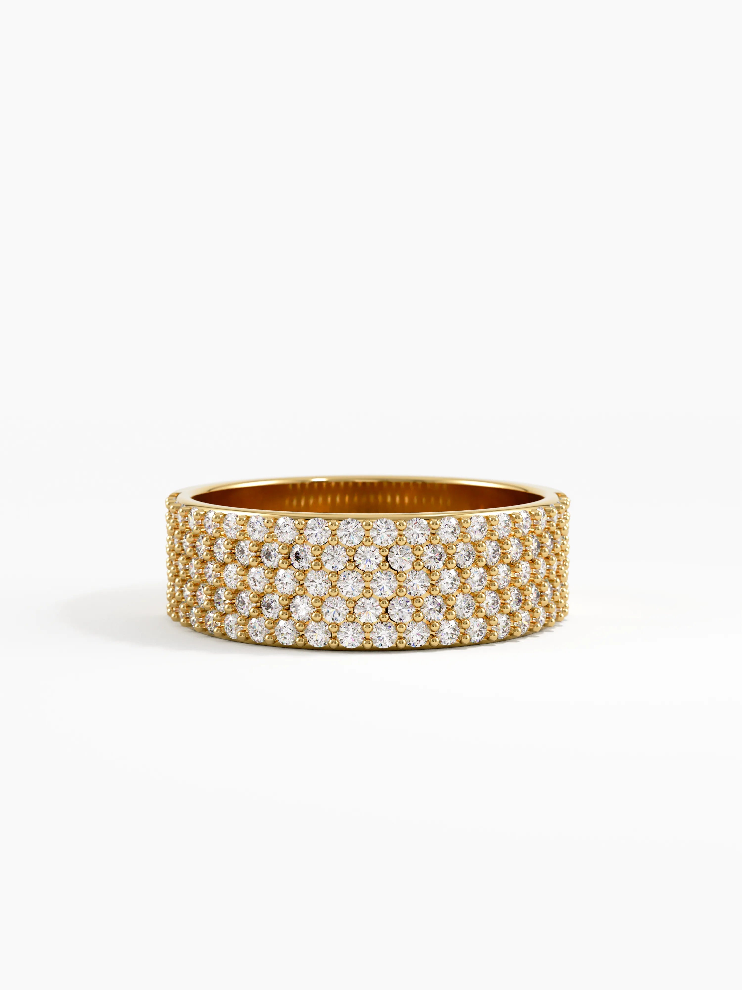 Pave Cigar Wedding Ring, solid gold ring | DiaFifth