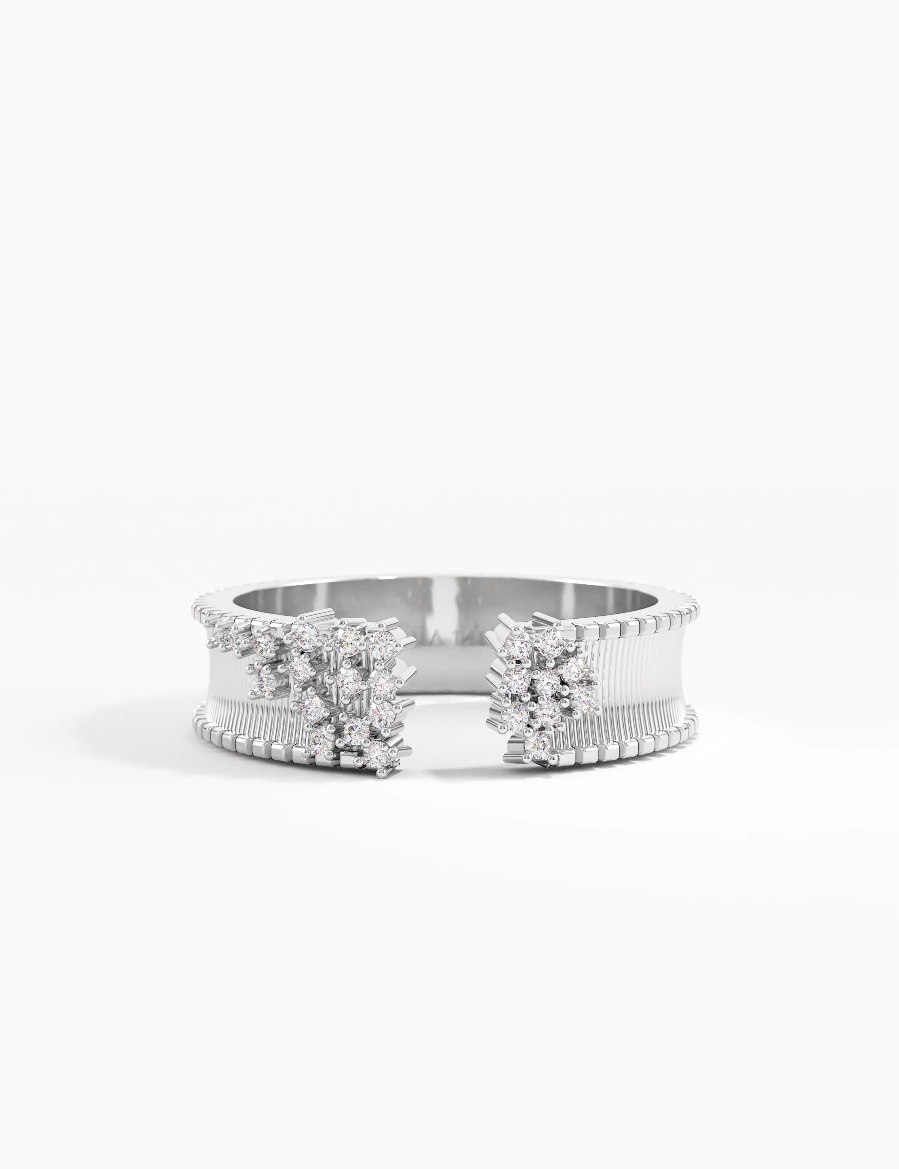 Cluster Open Wedding Band, solid gold ring, view 7 | DiaFifth