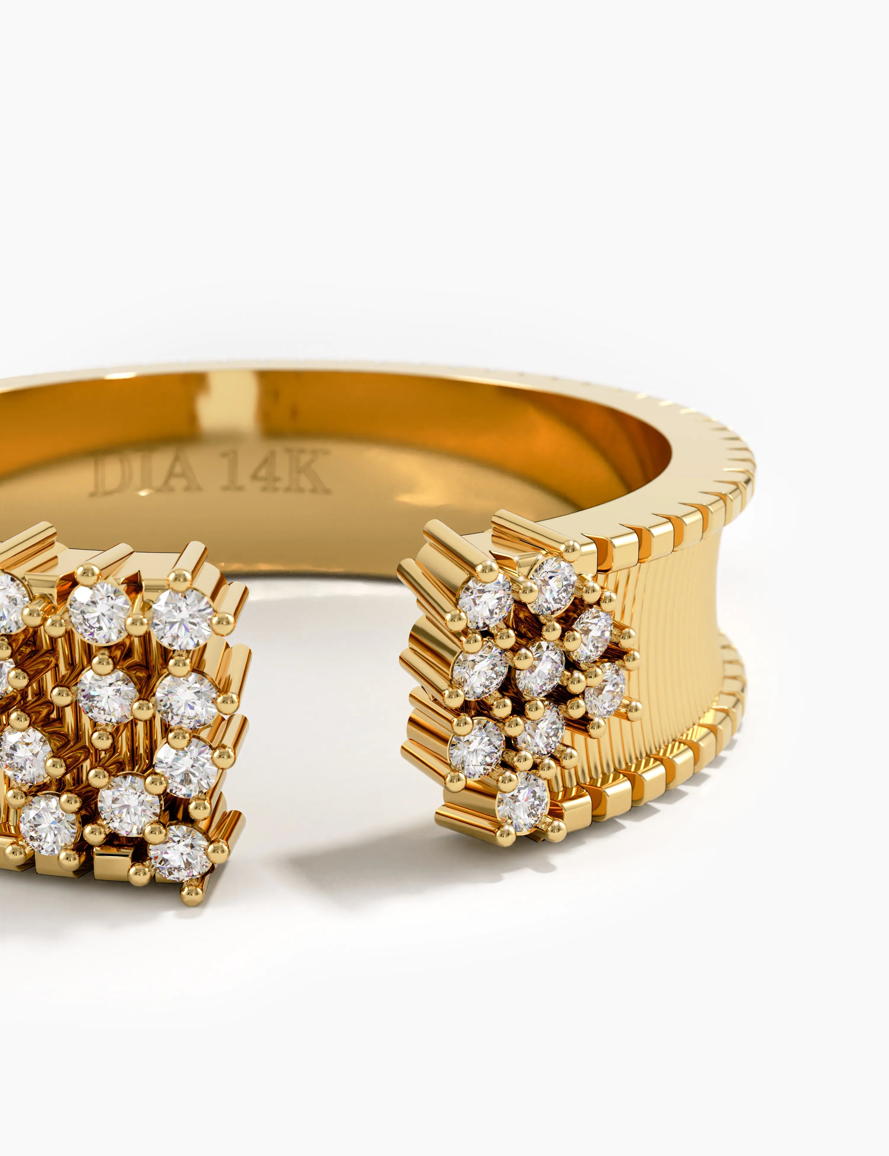Cluster Open Wedding Band, solid gold ring, view 2 | DiaFifth