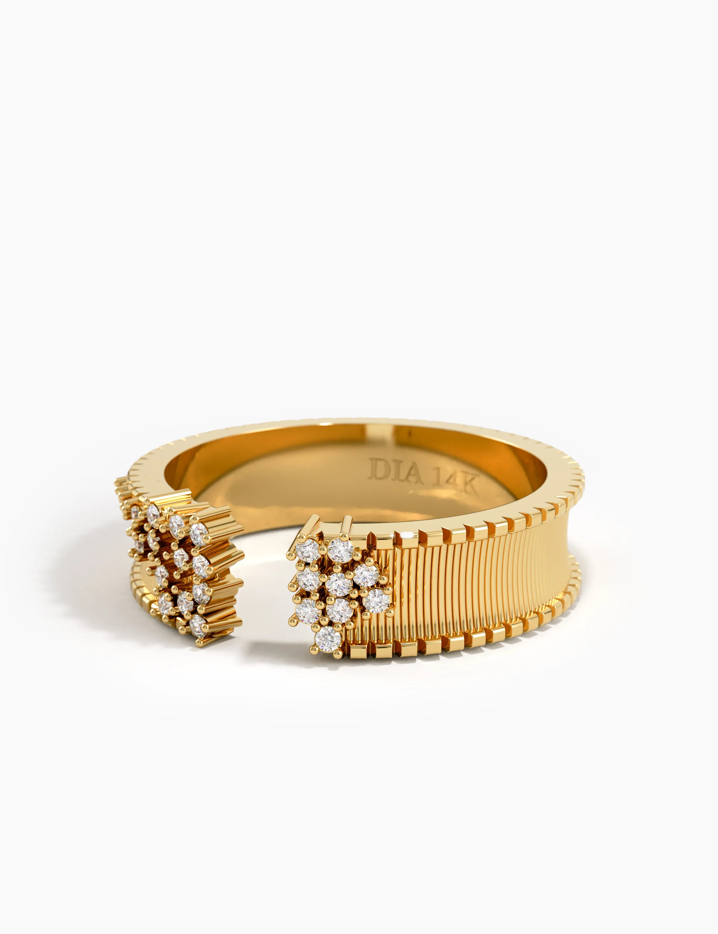 Cluster Open Wedding Band, solid gold ring, view 4 | DiaFifth