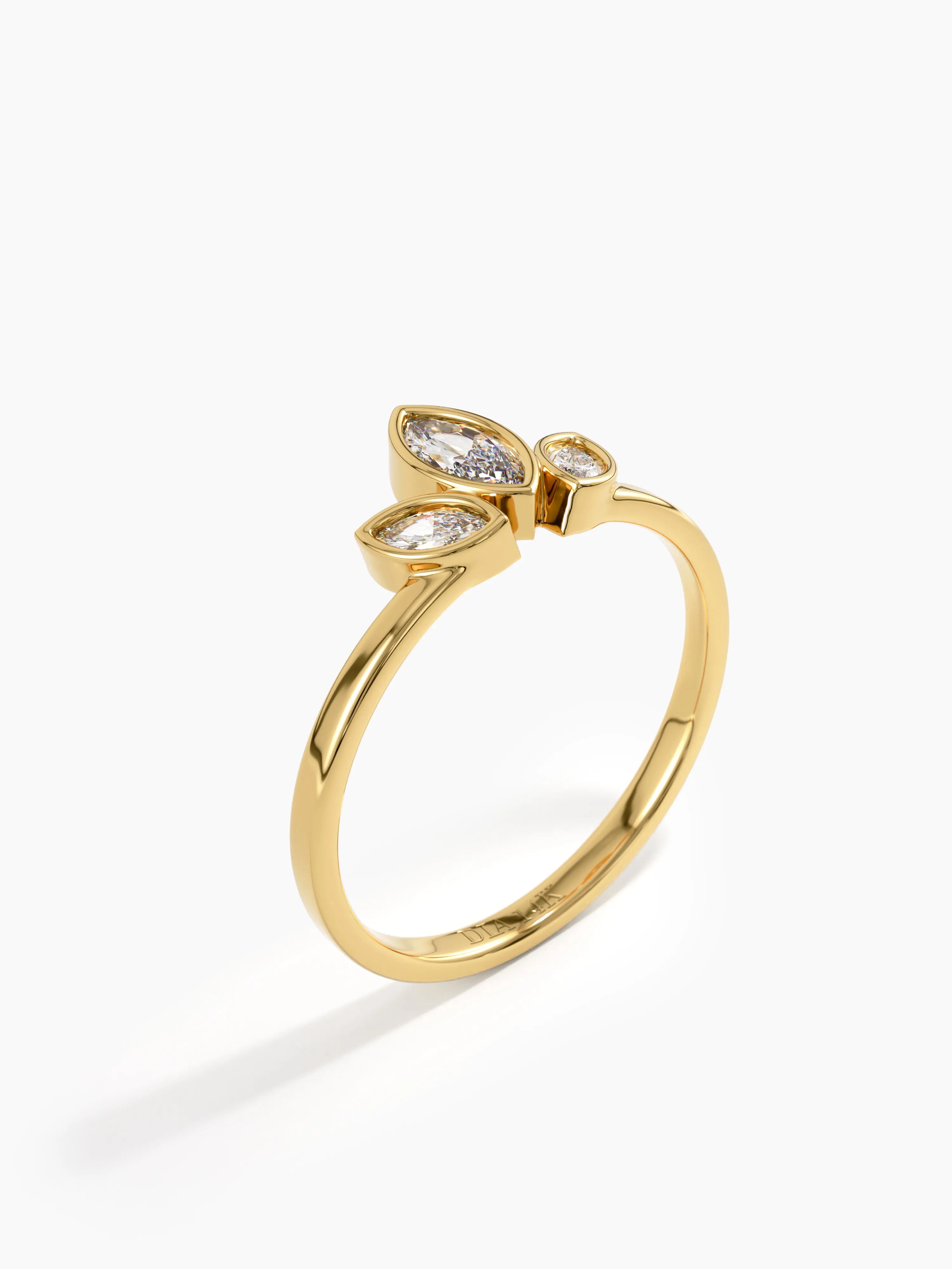 Bezel Marquise Statement Ring, solid gold ring, view 4 | DiaFifth