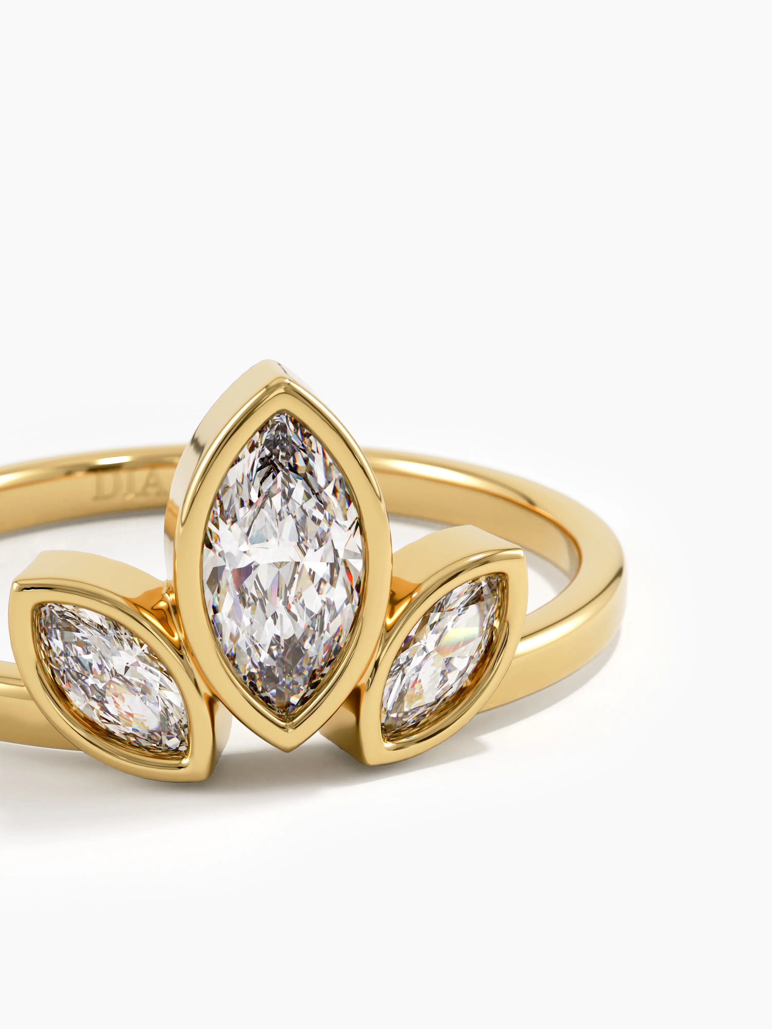 Bezel Marquise Statement Ring, solid gold ring, view 2 | DiaFifth