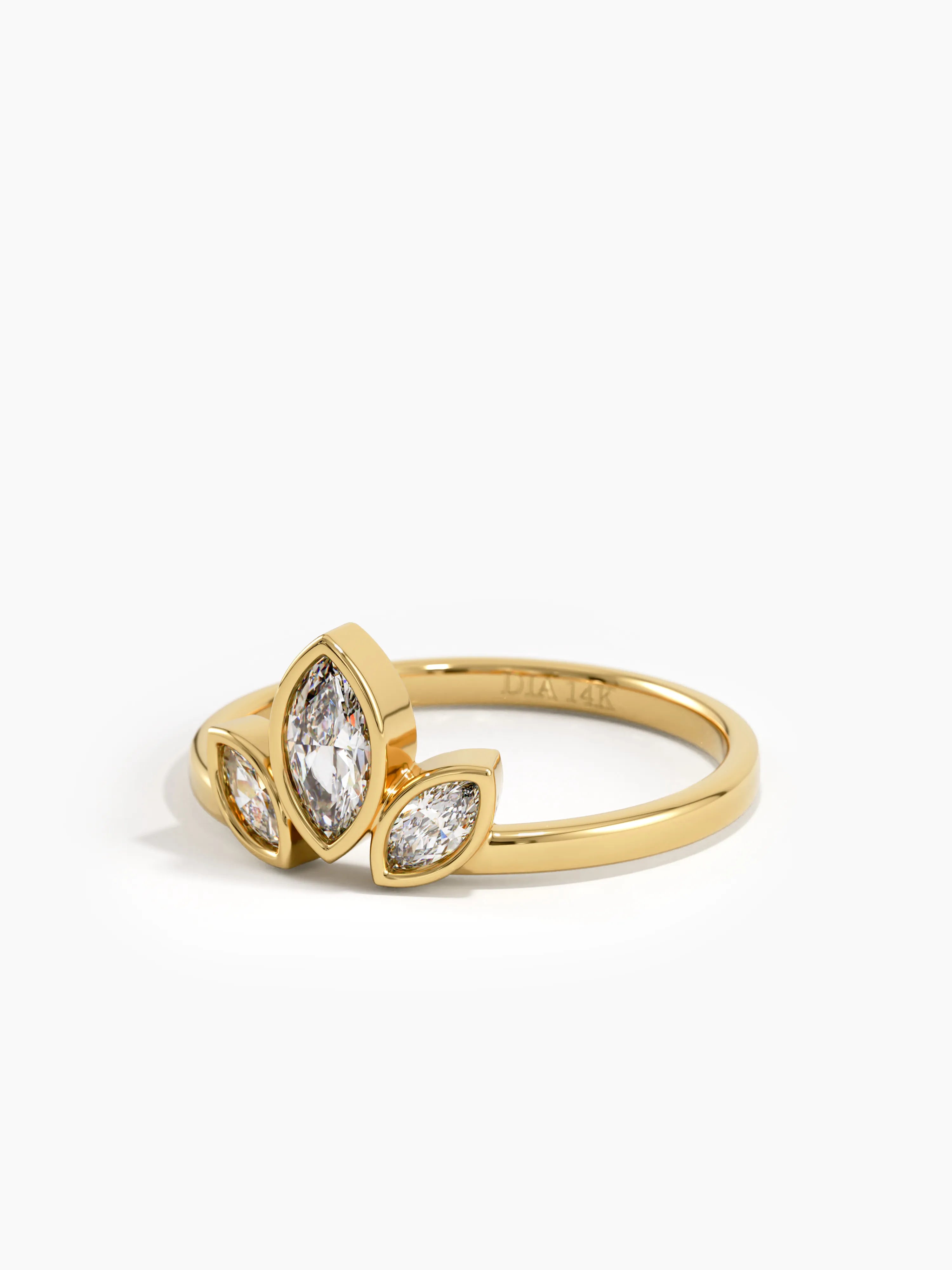 Bezel Marquise Statement Ring, solid gold ring, view 5 | DiaFifth