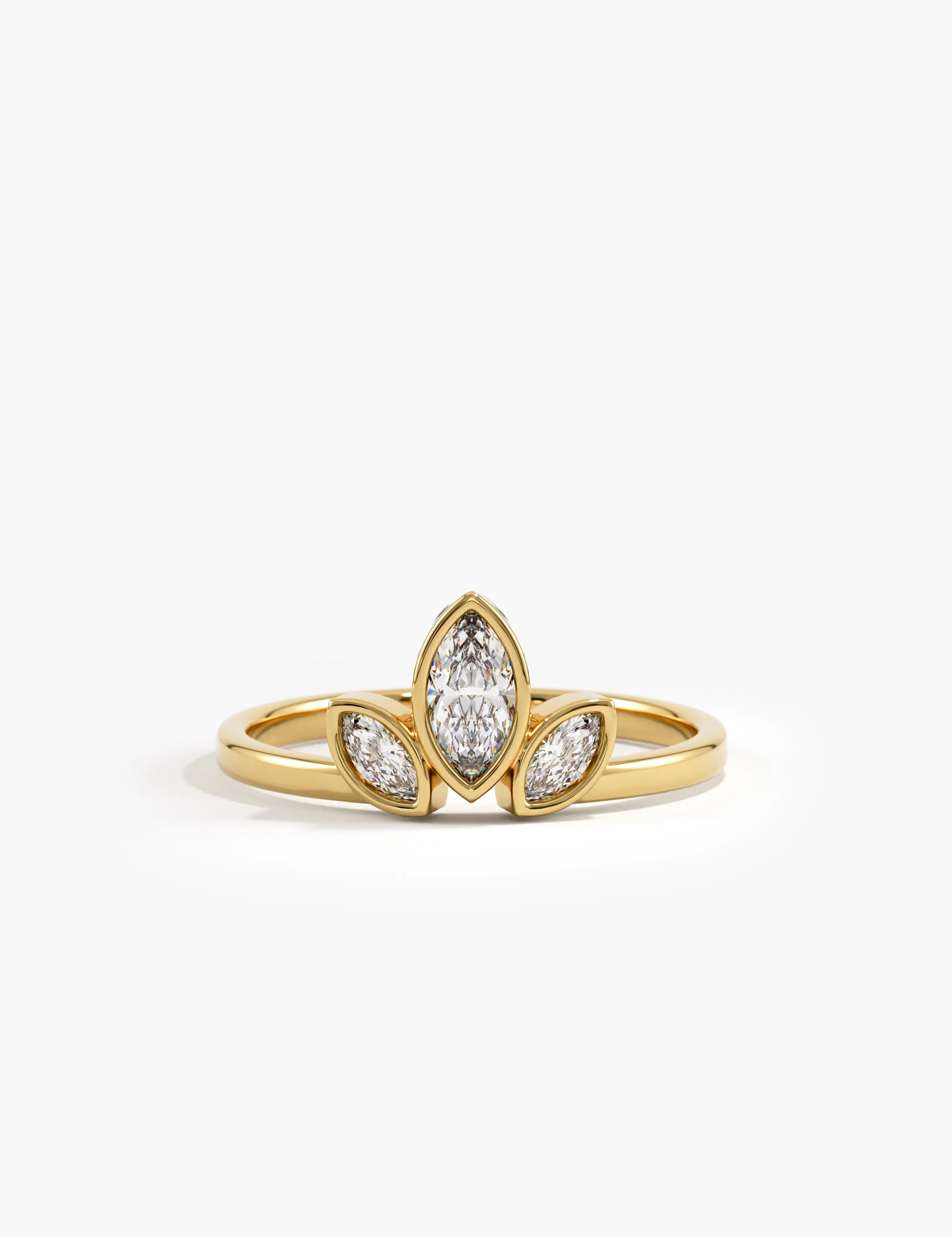 Bezel Marquise Statement Ring, solid gold ring | DiaFifth