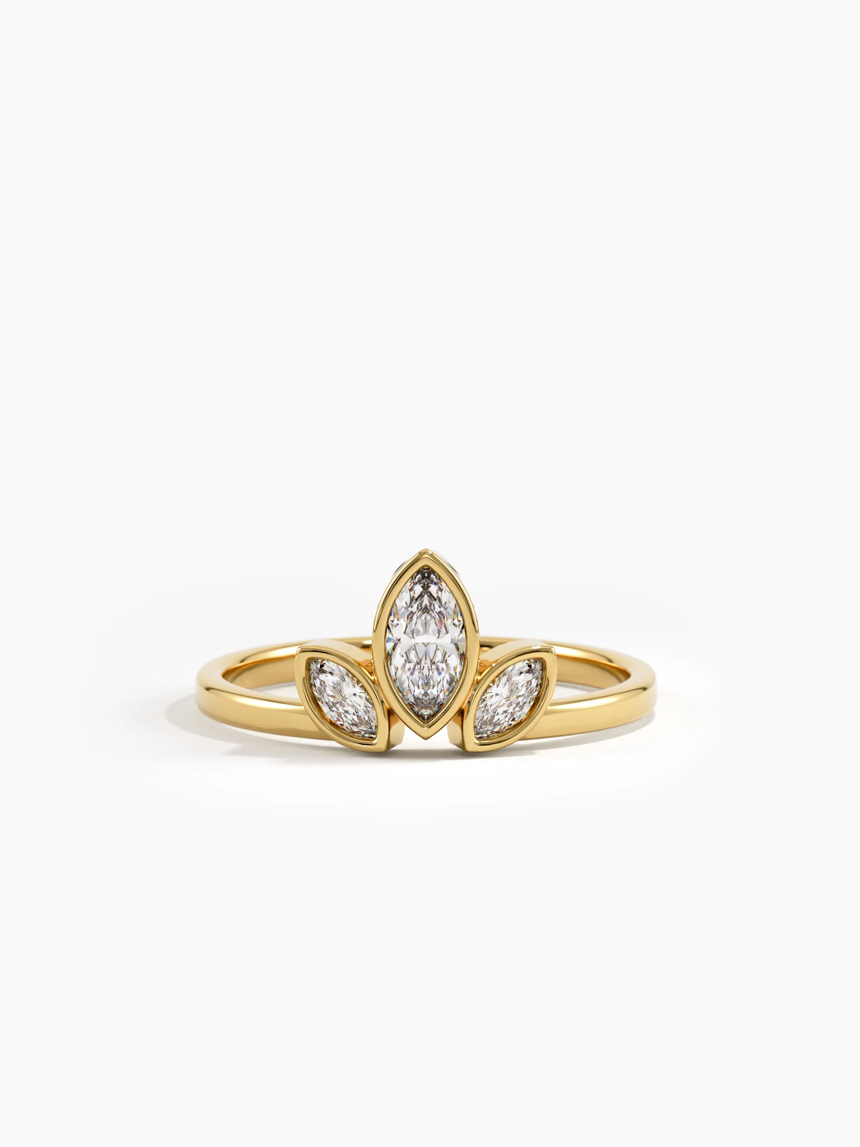 Bezel Marquise Statement Ring, solid gold ring | DiaFifth