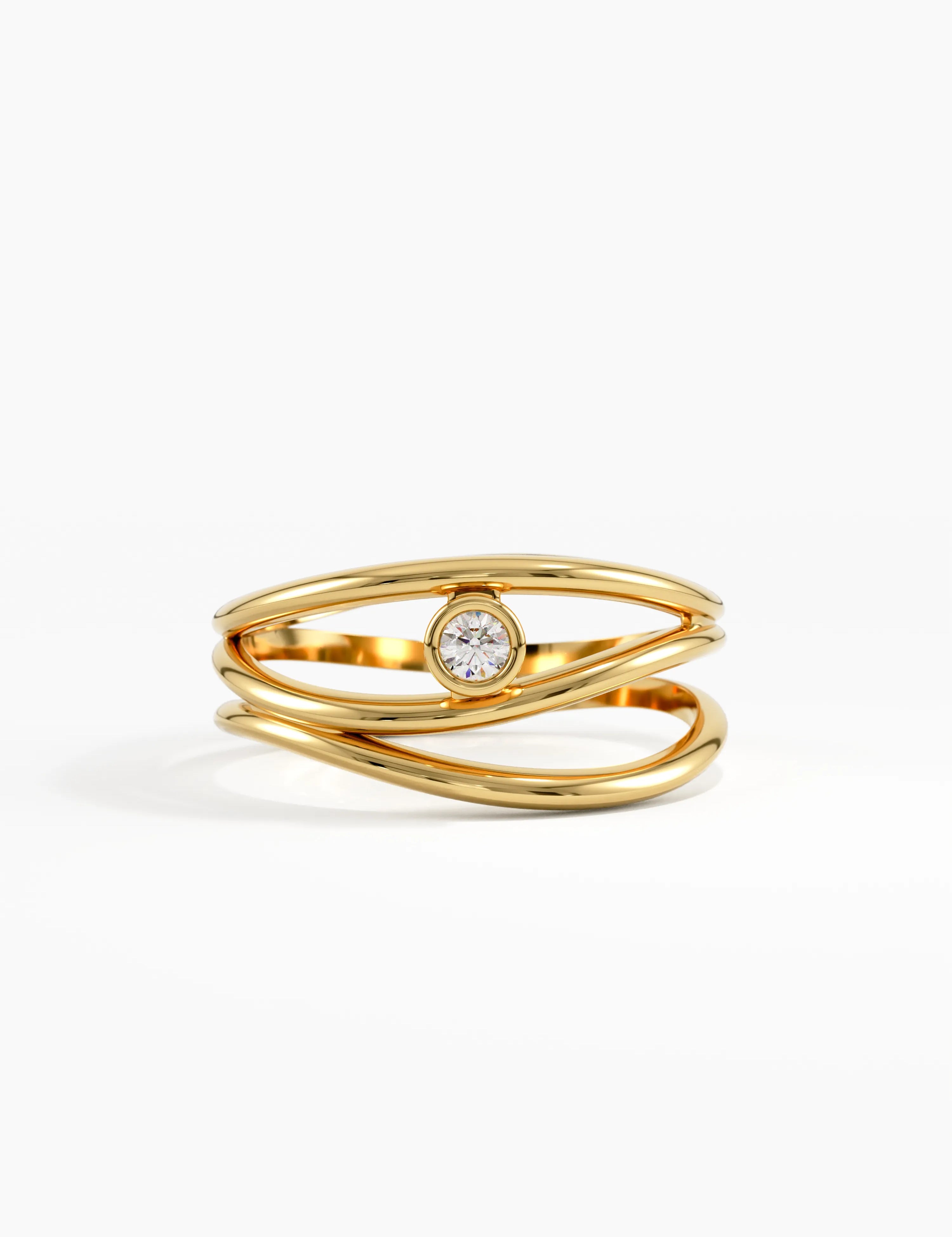 Lines Statement Ring, solid gold ring | DiaFifth