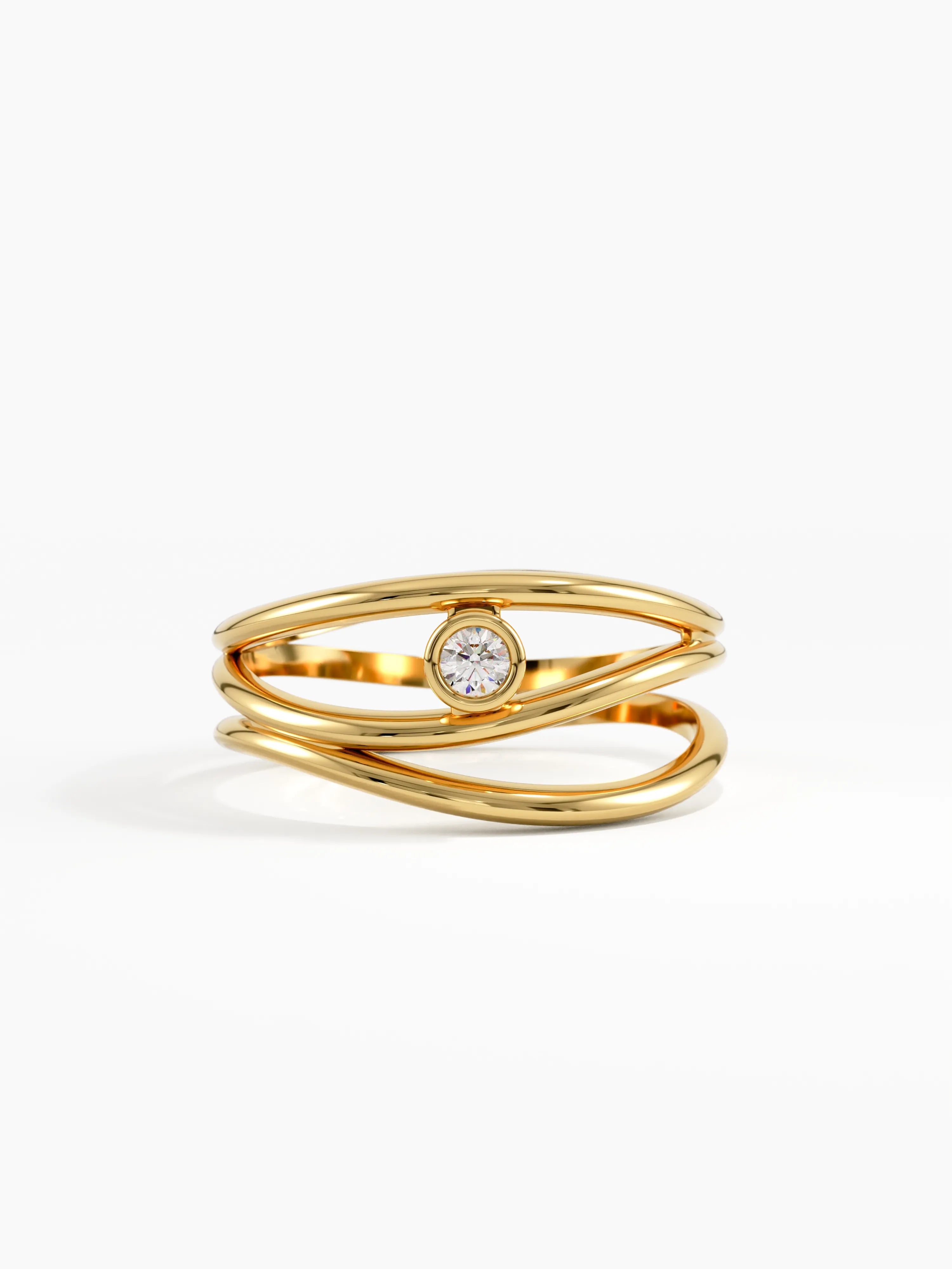 Lines Statement Ring, solid gold ring | DiaFifth
