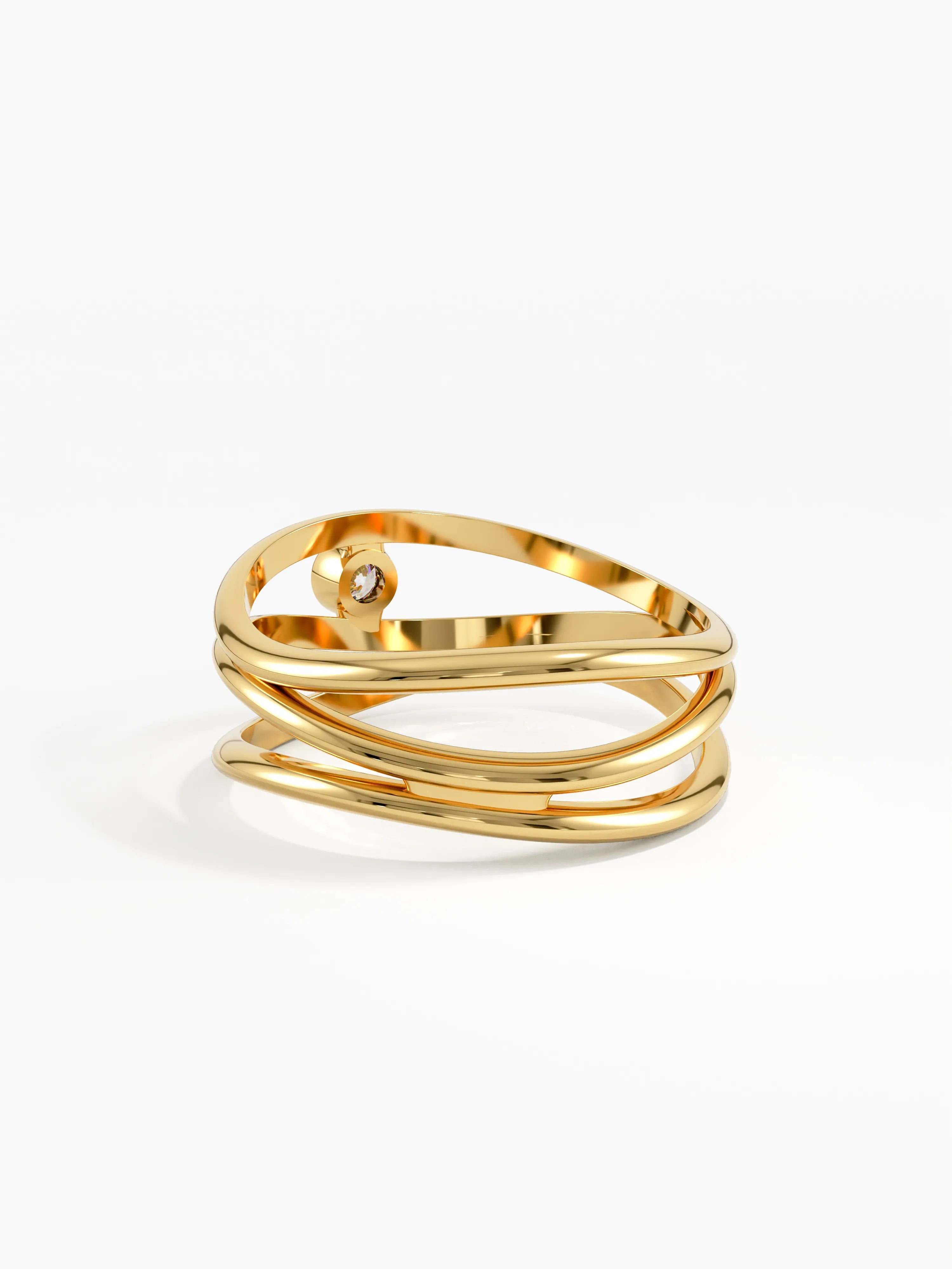 Lines Statement Ring, solid gold ring, view 4 | DiaFifth