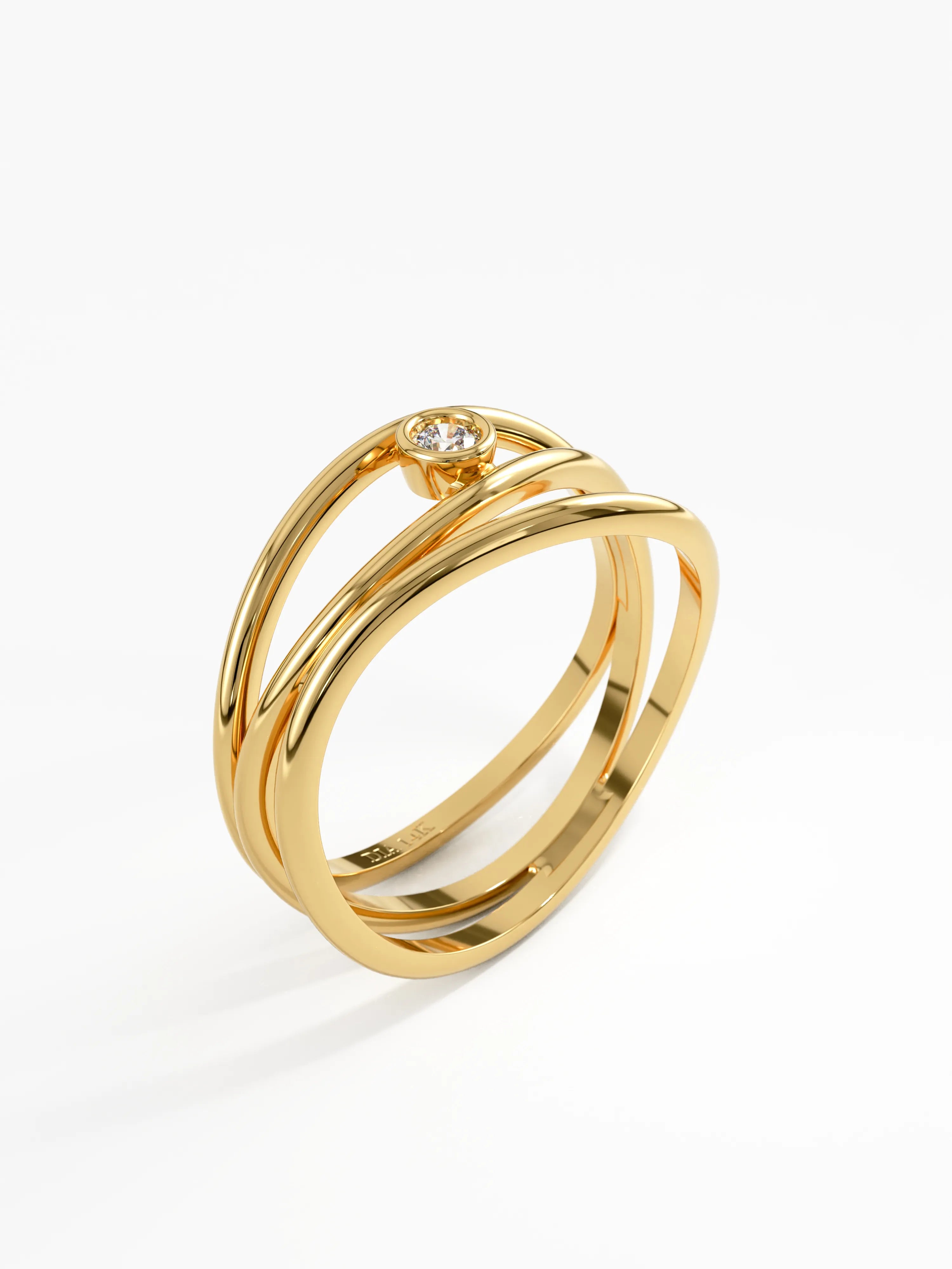 Lines Statement Ring, solid gold ring, view 5 | DiaFifth
